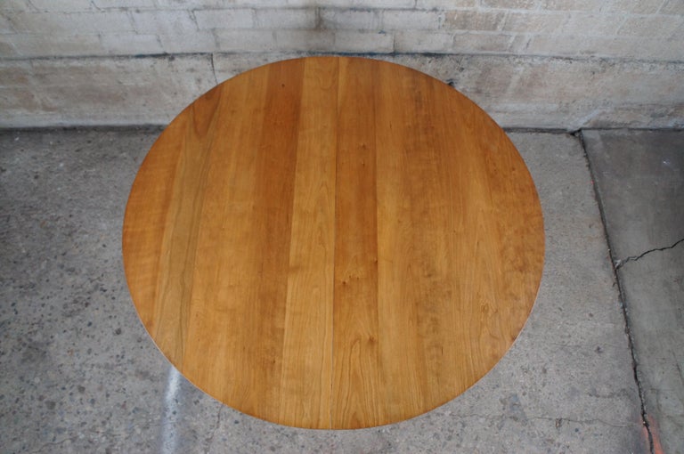 Statton Mid-Century Modern Solid Cherry Breakfast Dining Game Table Extends MCM In Good Condition In Dayton, OH