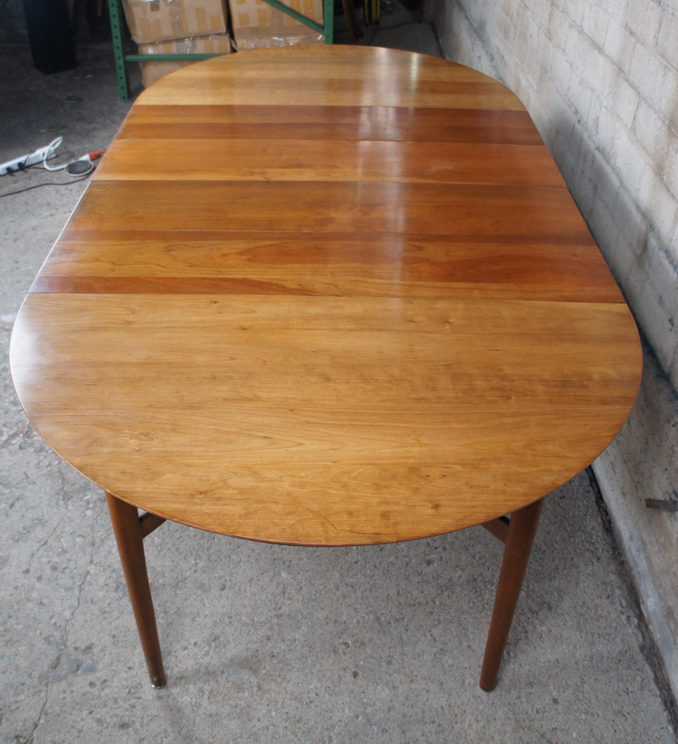 20th Century Statton Mid-Century Modern Solid Cherry Breakfast Dining Game Table Extends MCM