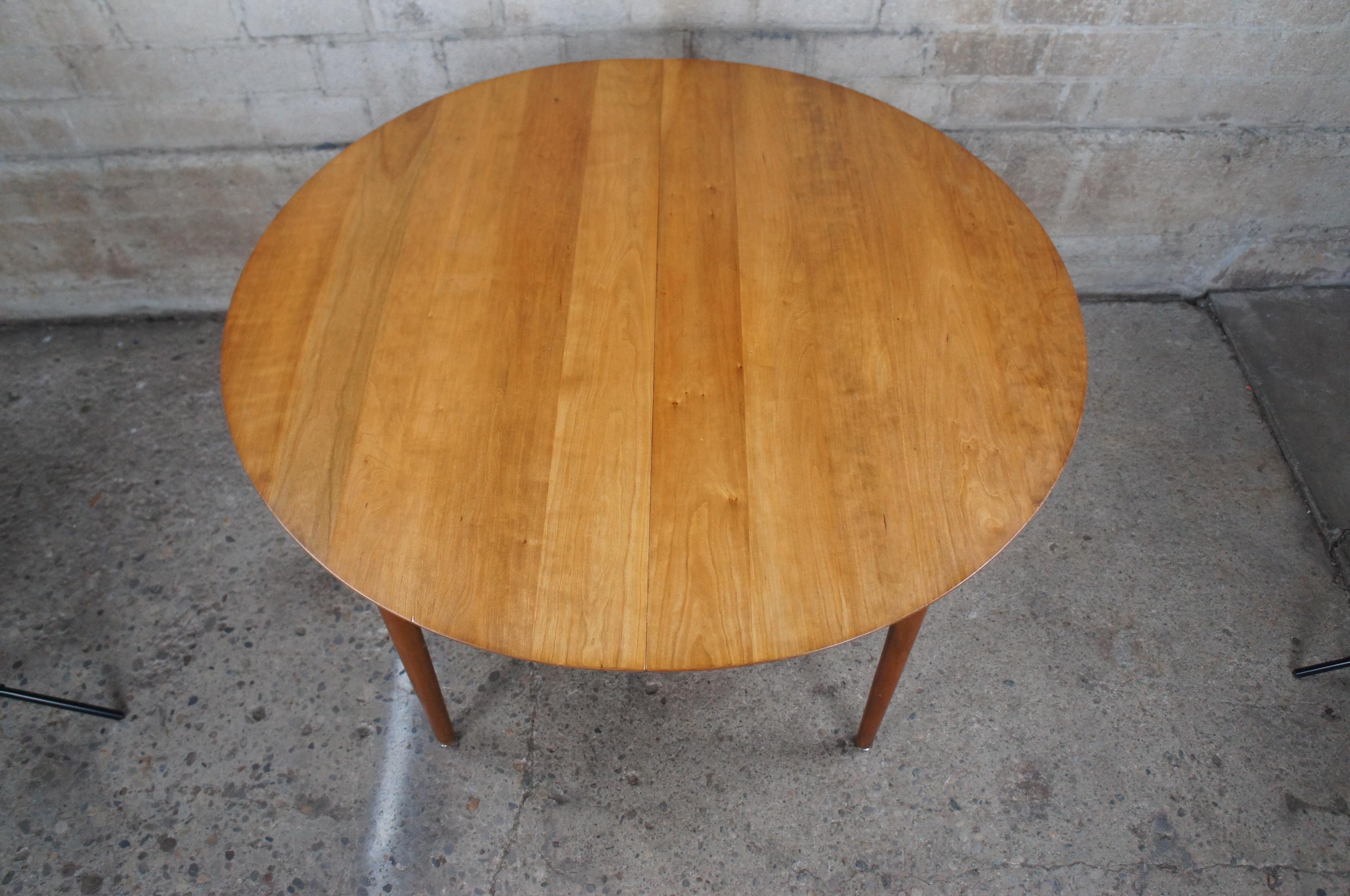 Statton Mid-Century Modern Solid Cherry Breakfast Dining Game Table Extends MCM 1