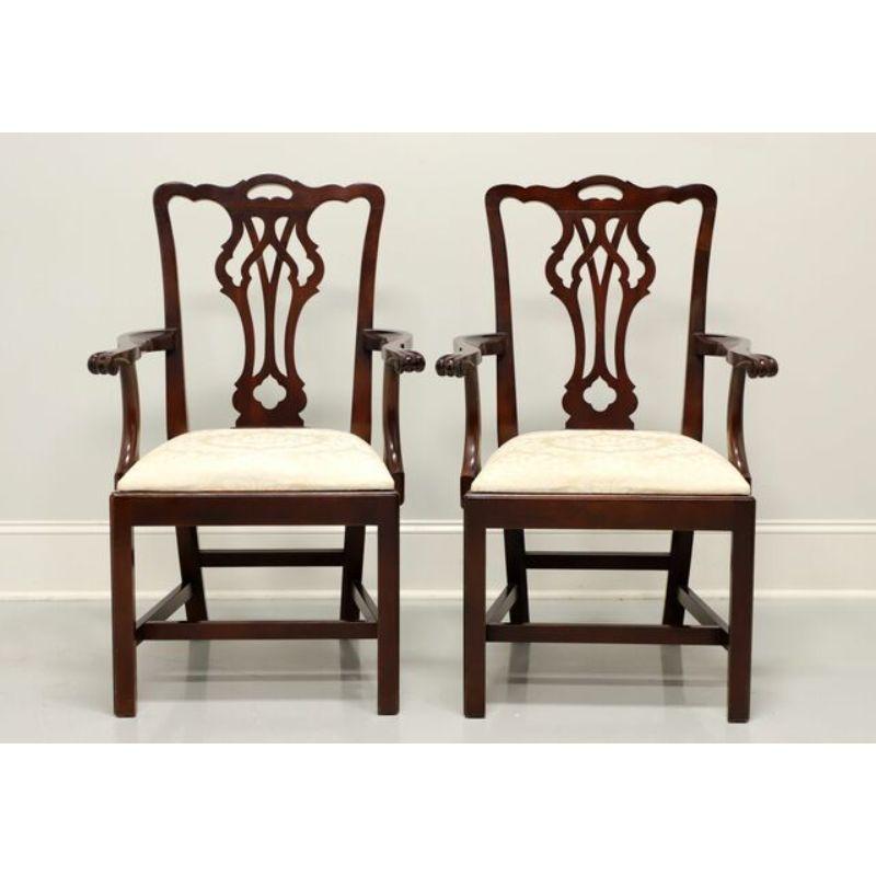 A pair of Chippendale style dining armchairs by Statton Furniture. Solid cherry wood with 