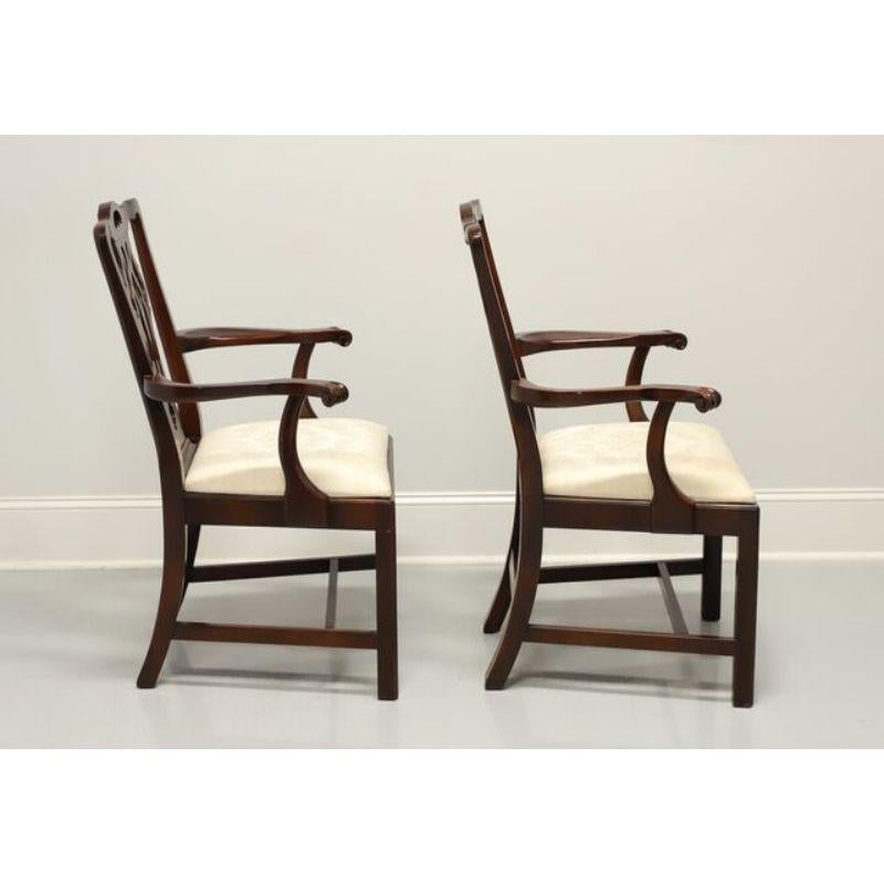 STATTON Old Towne Cherry Chippendale Dining Armchairs - Pair In Good Condition In Charlotte, NC