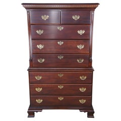 Vintage Statton Old Towne Cherry Chippendale Georgian Highboy Tallboy Chest Dresser