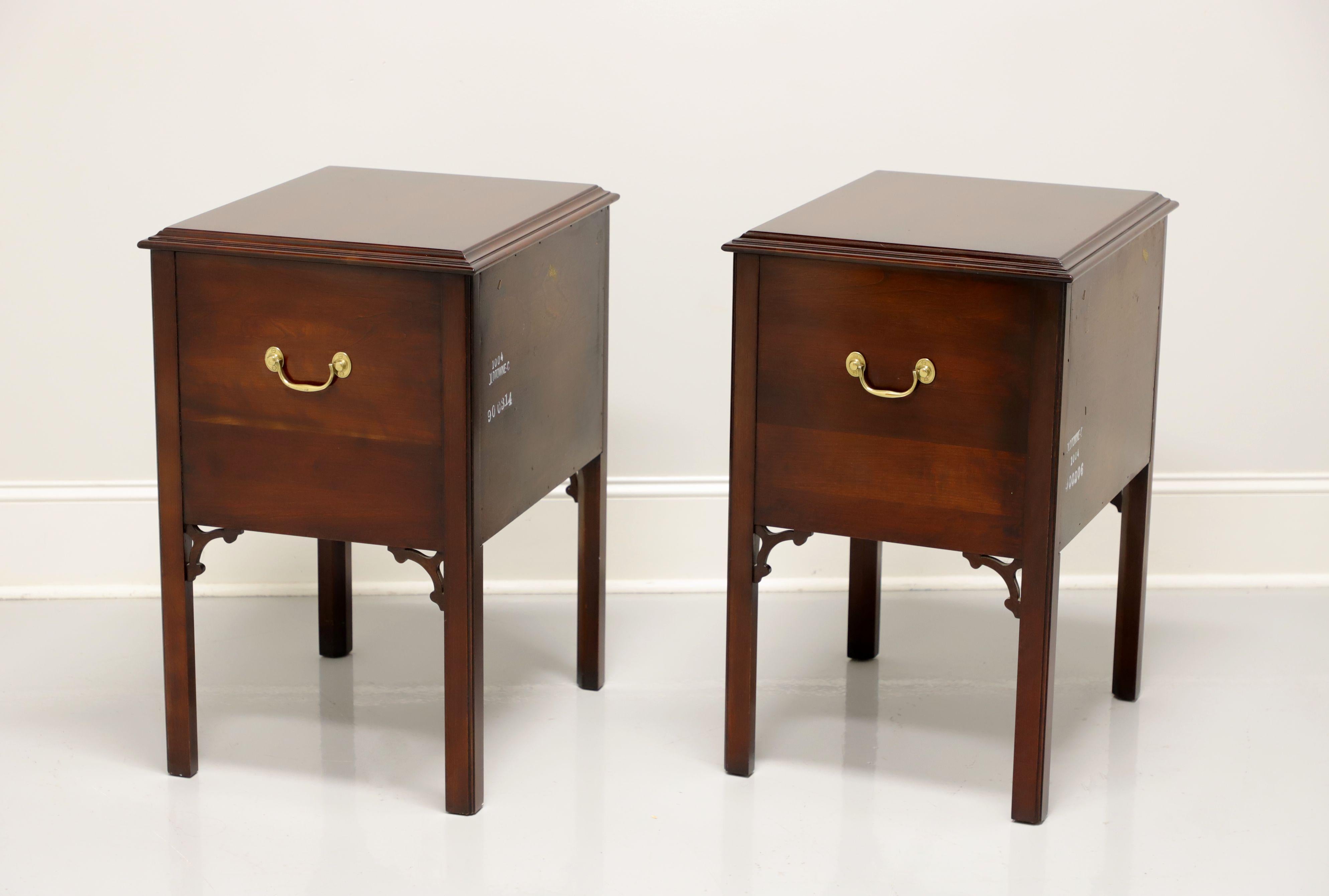 American STATTON Old Towne Cherry Chippendale Style Nightstands - Pair