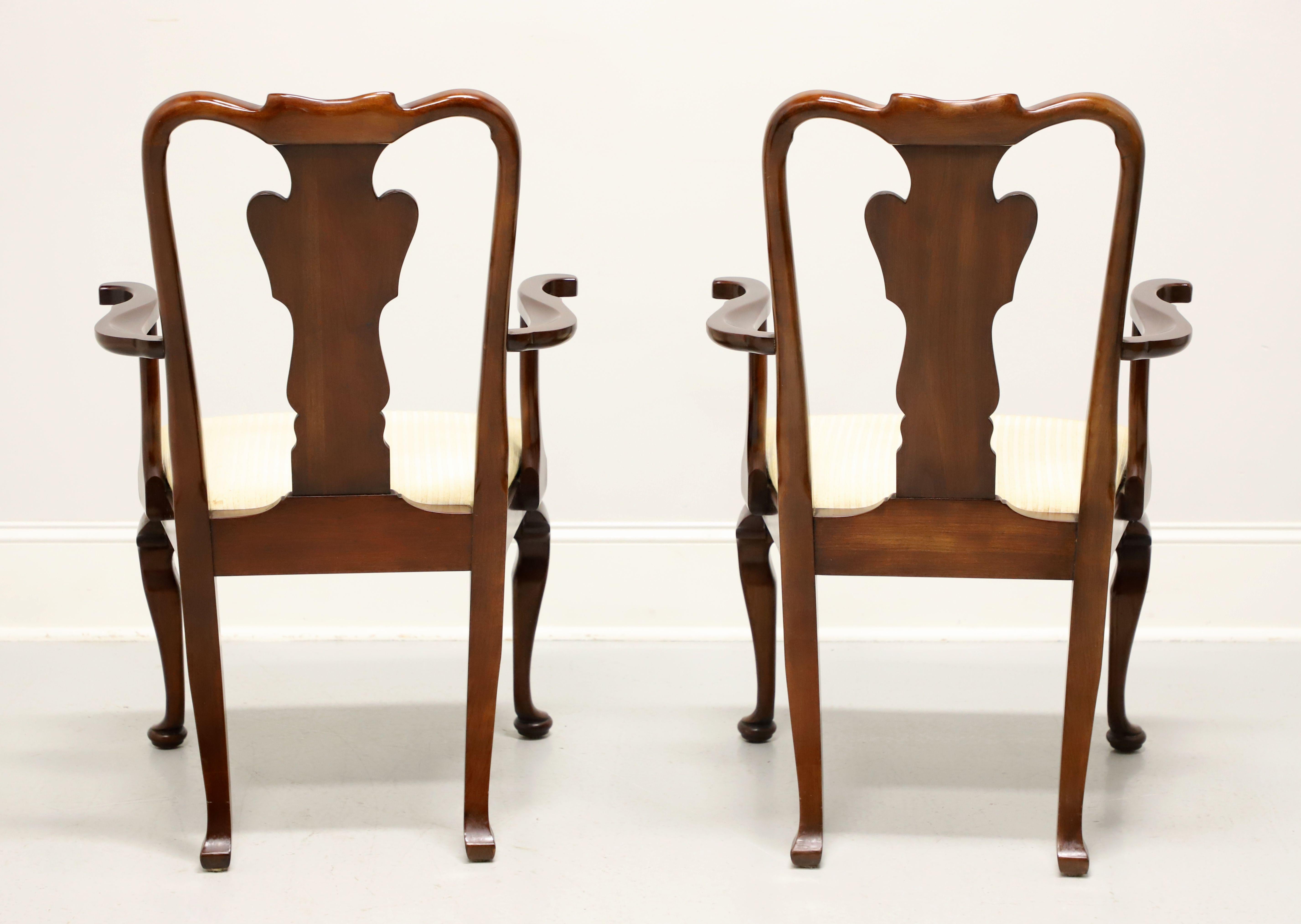 STATTON Old Towne Cherry Queen Anne Dining Armchairs - Pair In Good Condition In Charlotte, NC