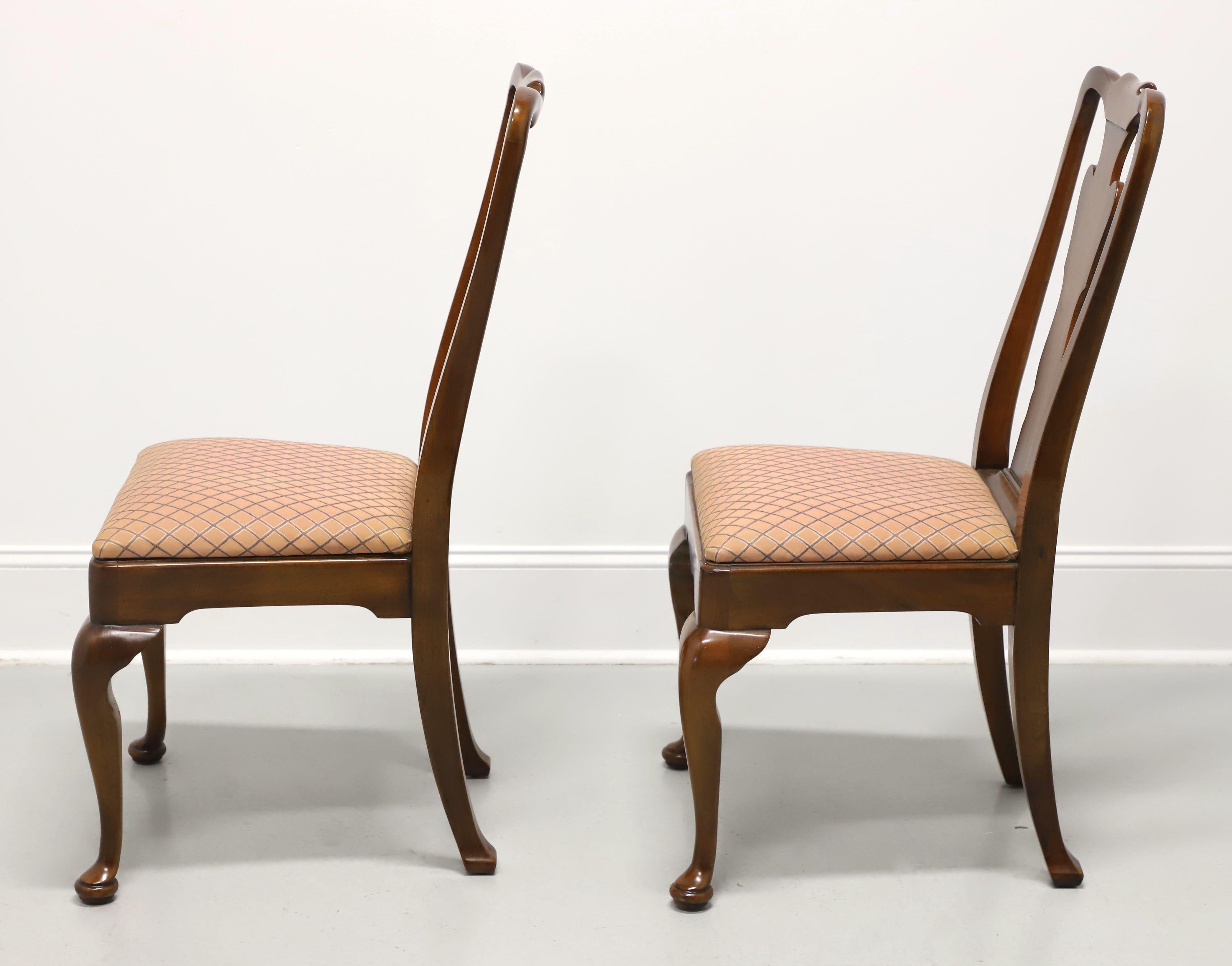 Fabric STATTON Oxford Cherry Queen Anne Dining Side Chairs - Pair A For Sale