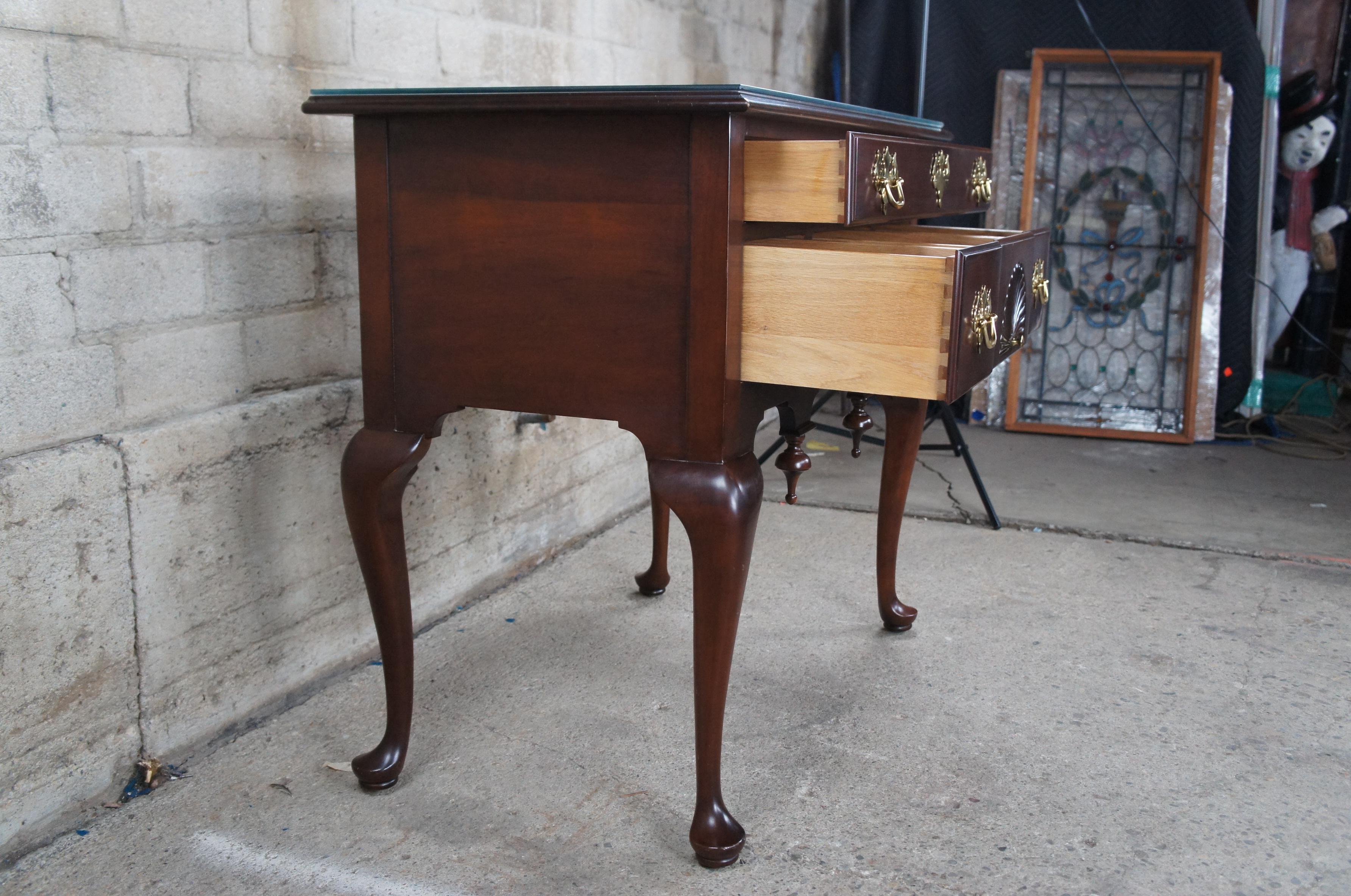 Brass Statton Private Collection Solid Cherry Queen Anne Low Boy Chest Entry Console