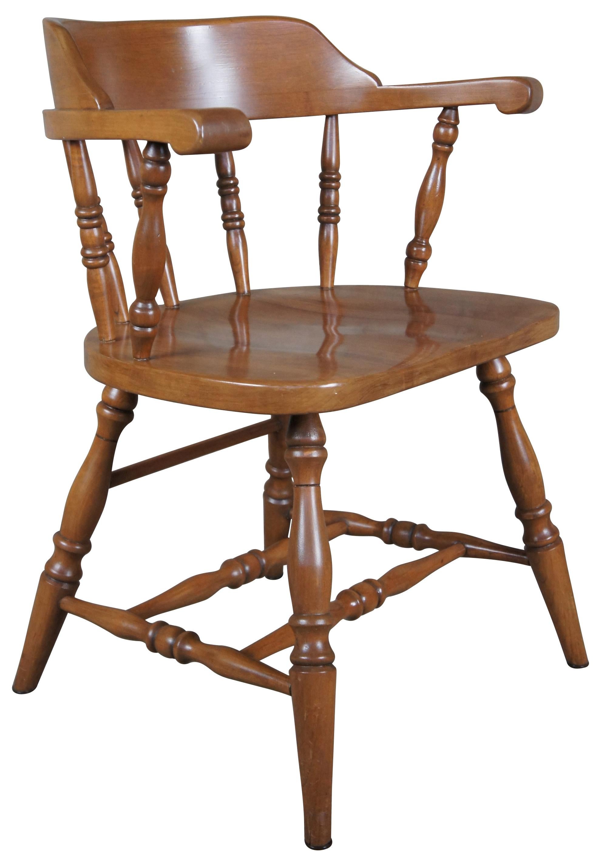 Country Statton Solid Cherry Windsor Barrel Back Farmhouse Dining Arm Chairs Tavern Pub