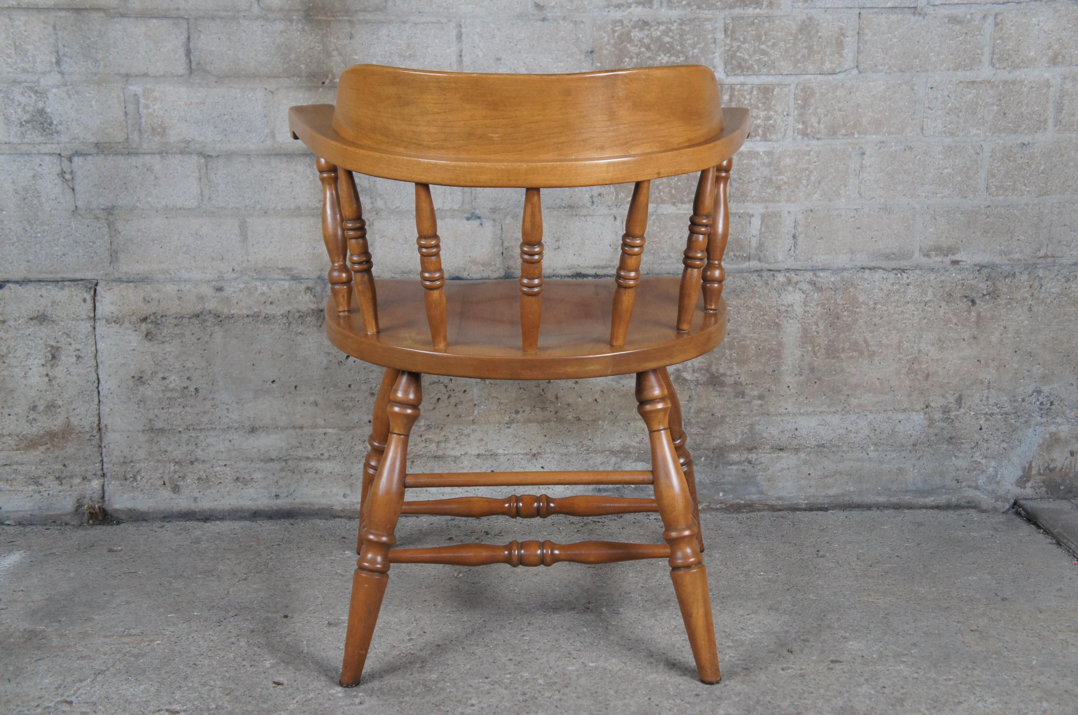 20th Century Statton Solid Cherry Windsor Barrel Back Farmhouse Dining Arm Chairs Tavern Pub