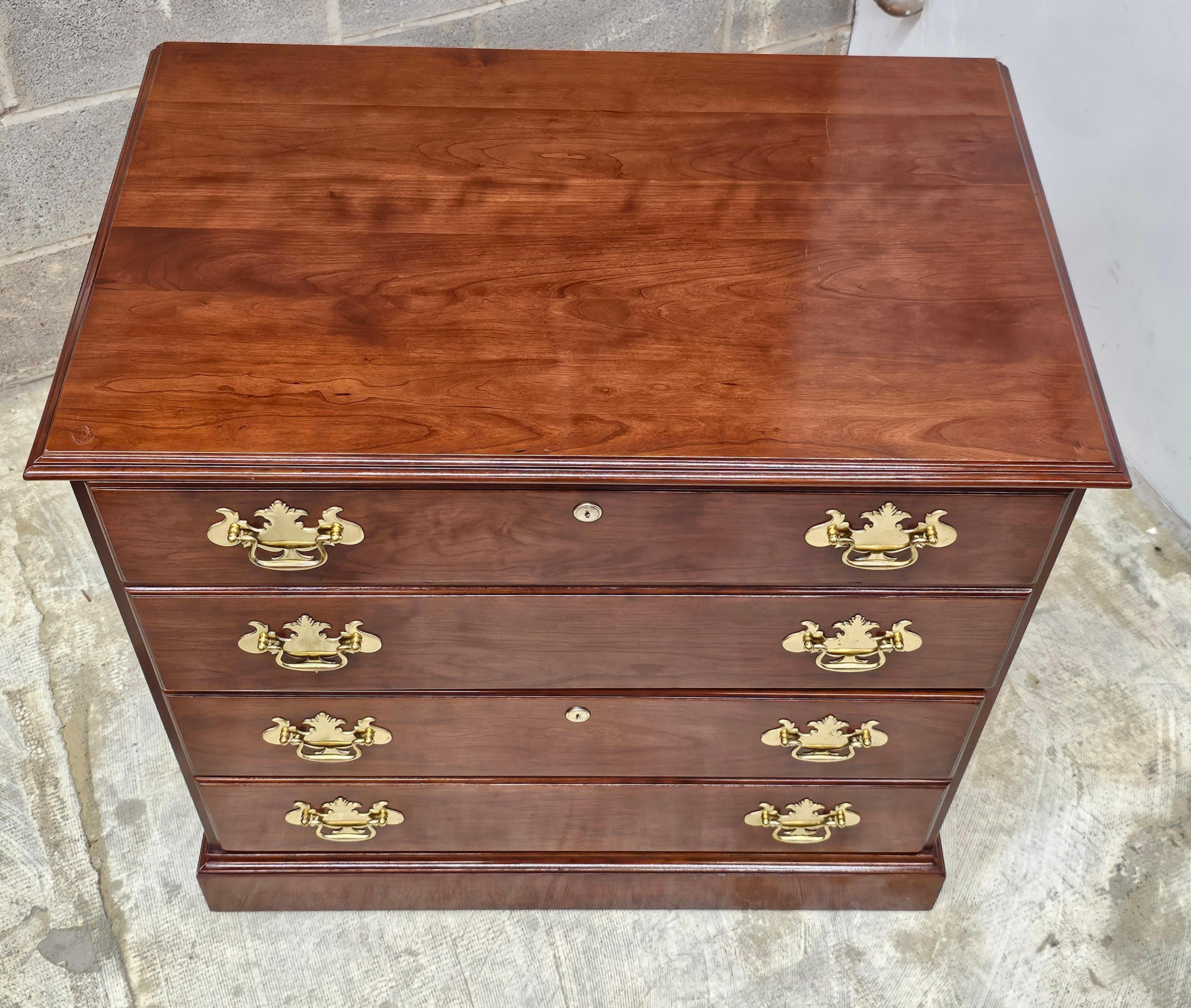 Other Statton Trutype Americana Chippendale Solid Black Cherry Lateral Filing Cabinet