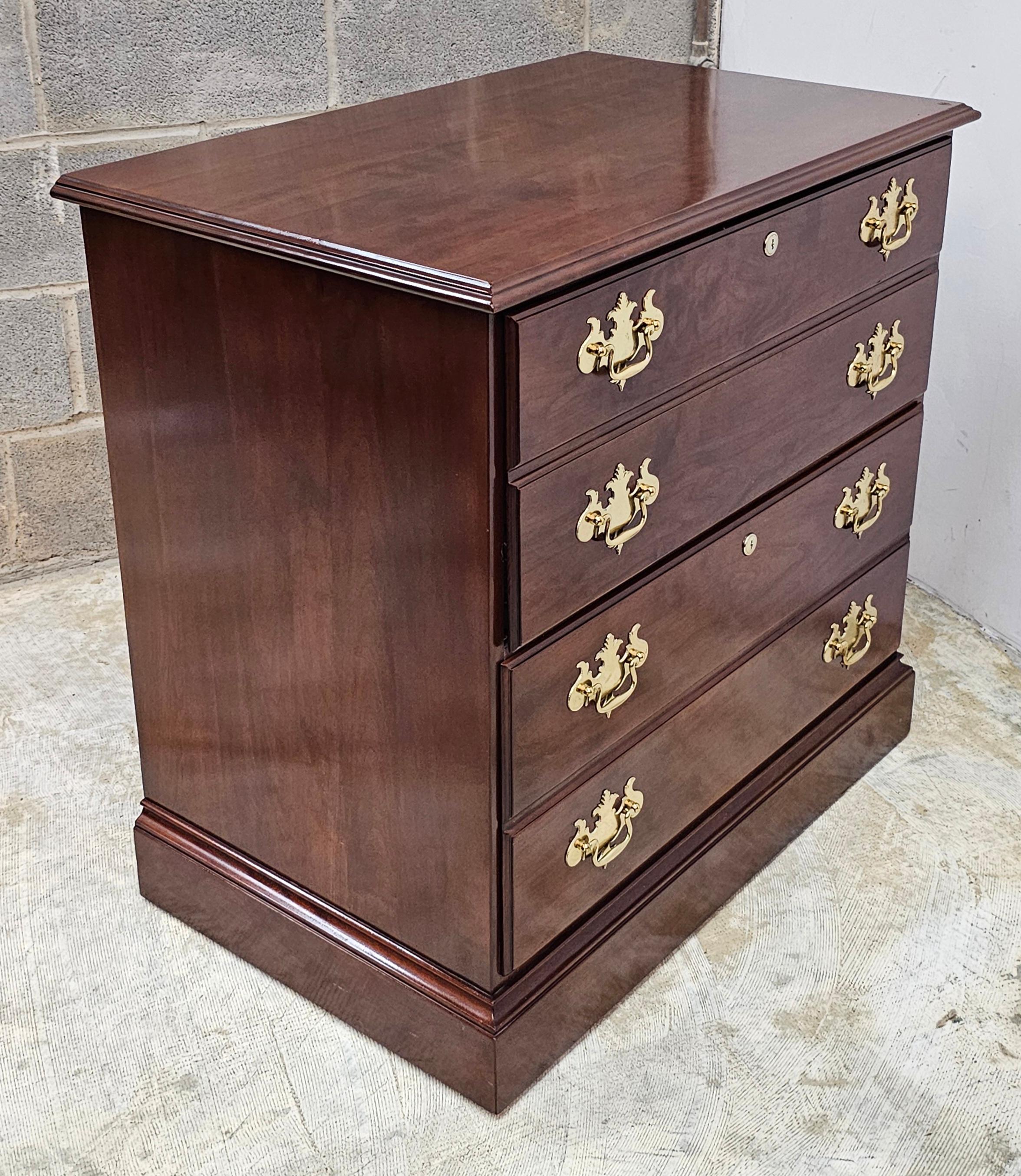 Statton Trutype Americana Chippendale Solid Black Cherry Lateral Filing Cabinet In Good Condition In Germantown, MD