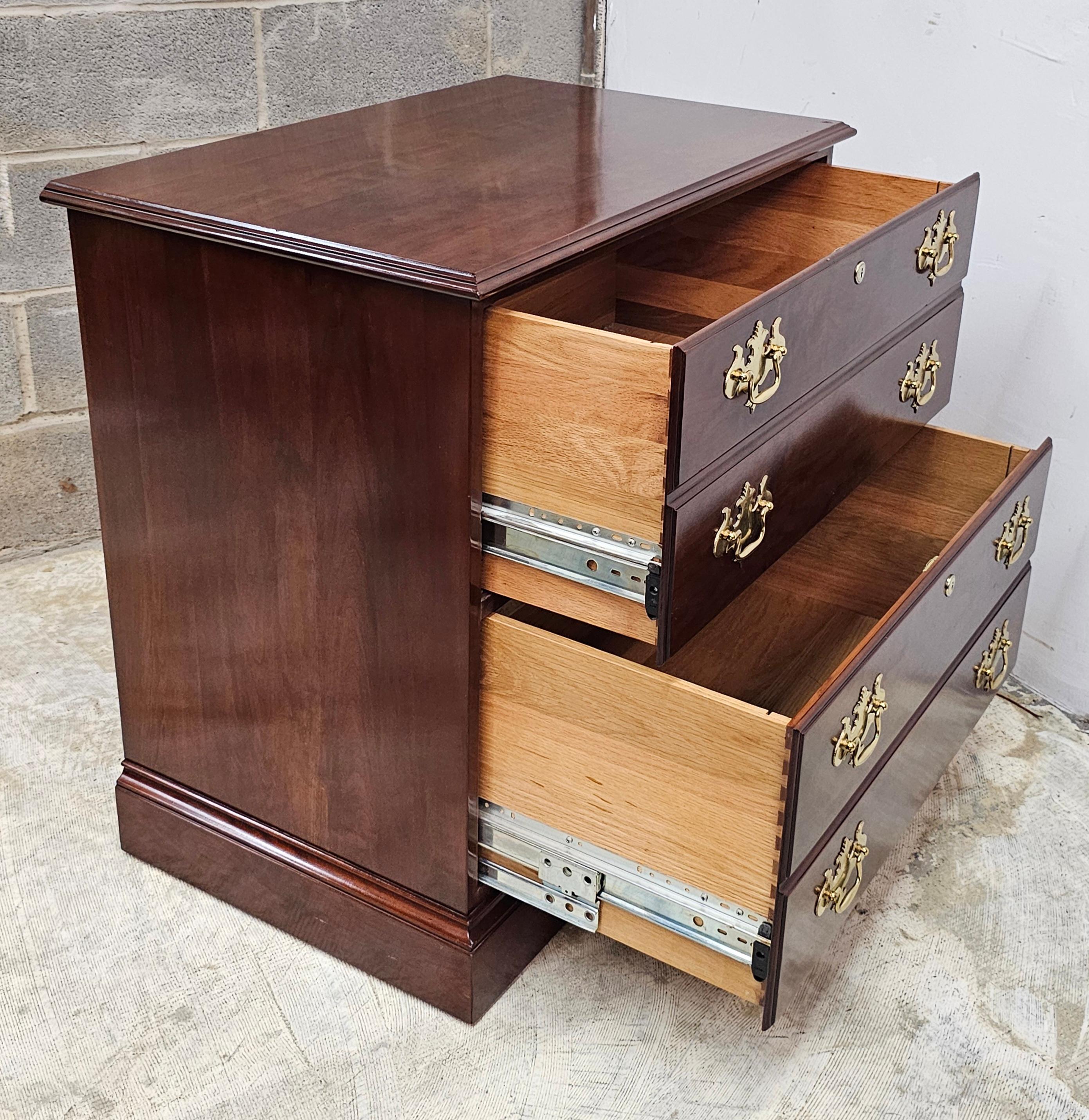 20th Century Statton Trutype Americana Chippendale Solid Black Cherry Lateral Filing Cabinet