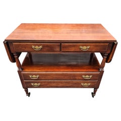 Statton Trutype Cherry Four-Drawer Rolling Drop-Leaf Dry Bar and Buffet Server
