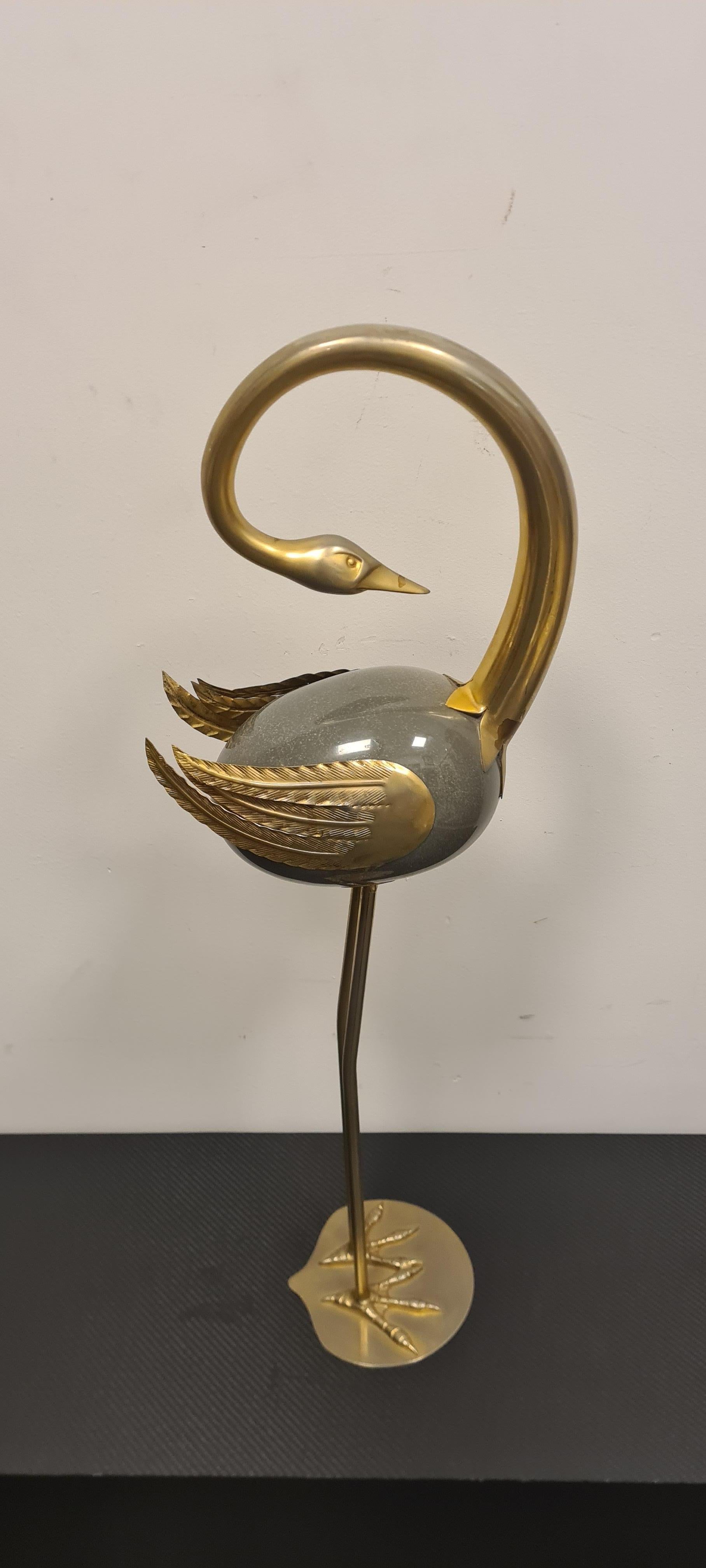 Metal Heron Statue by Antonio Pavia For Sale
