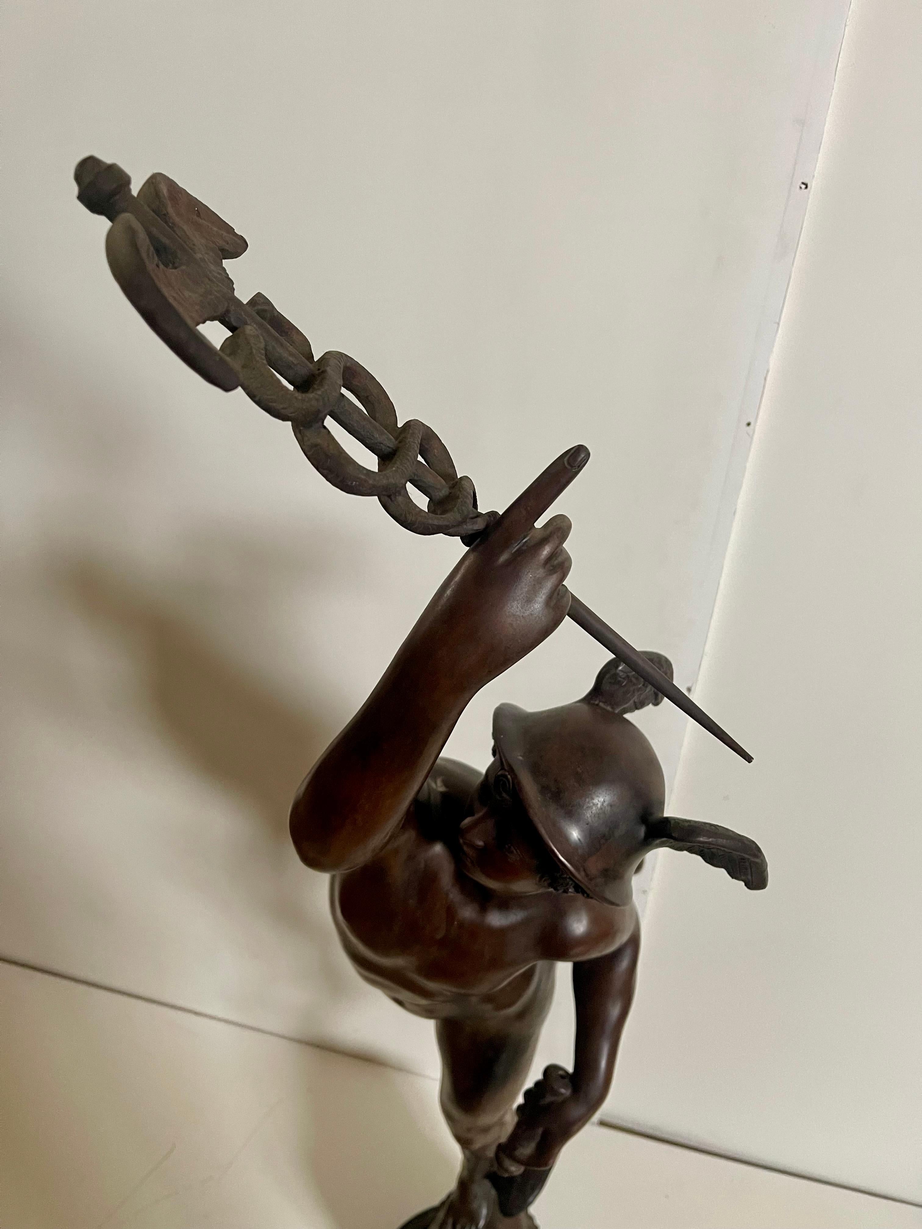 Bronze mercury winged statue For Sale 3