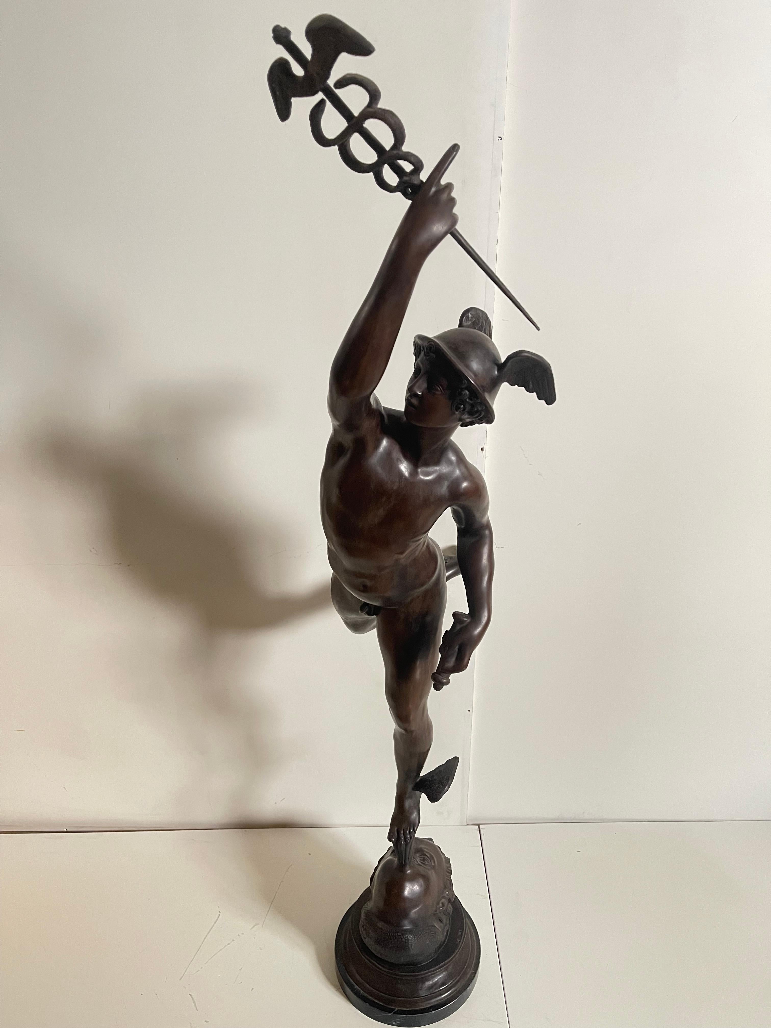 Bronze mercury winged statue  In Good Condition For Sale In Cantù, IT