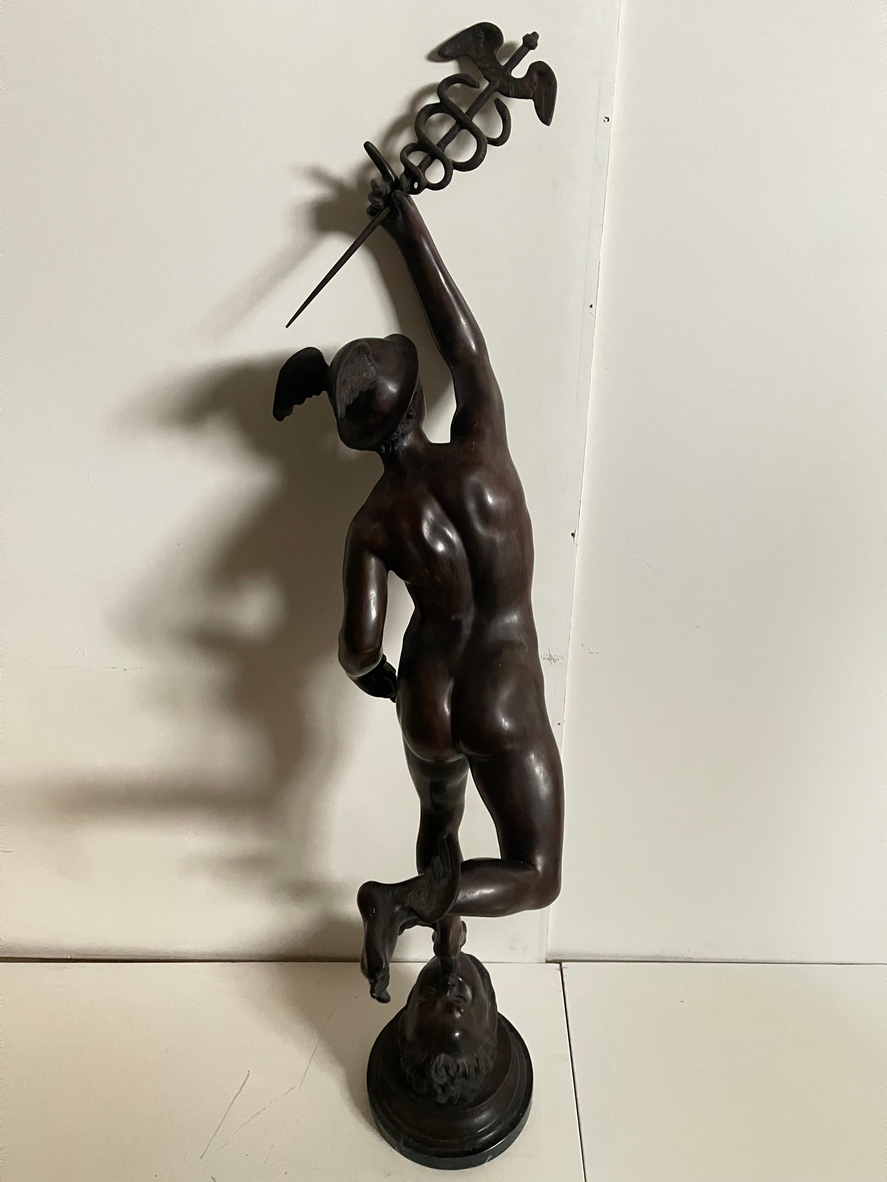 Bronze mercury winged statue In Good Condition For Sale In Cantù, IT