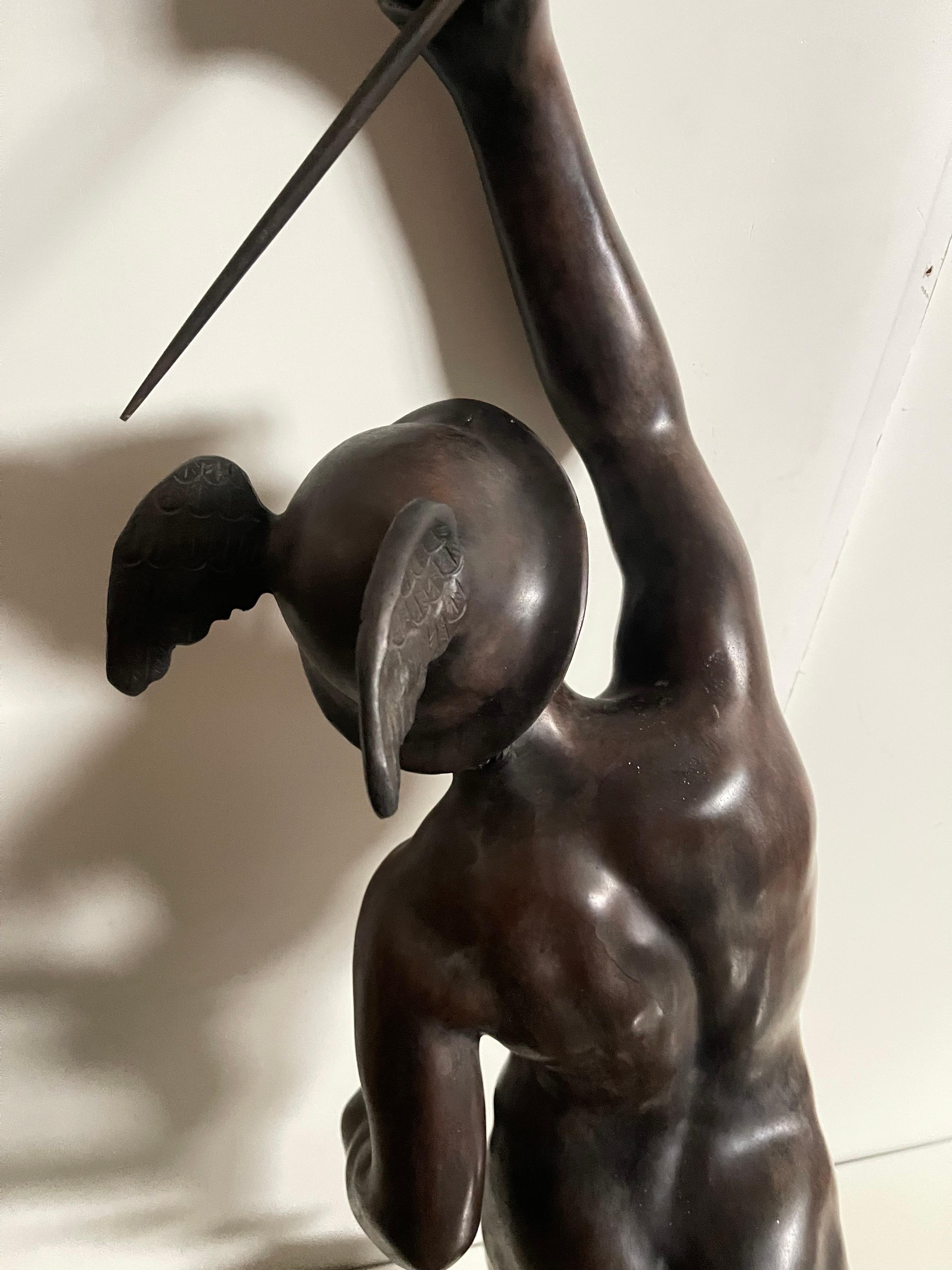 Mid-20th Century Bronze mercury winged statue For Sale