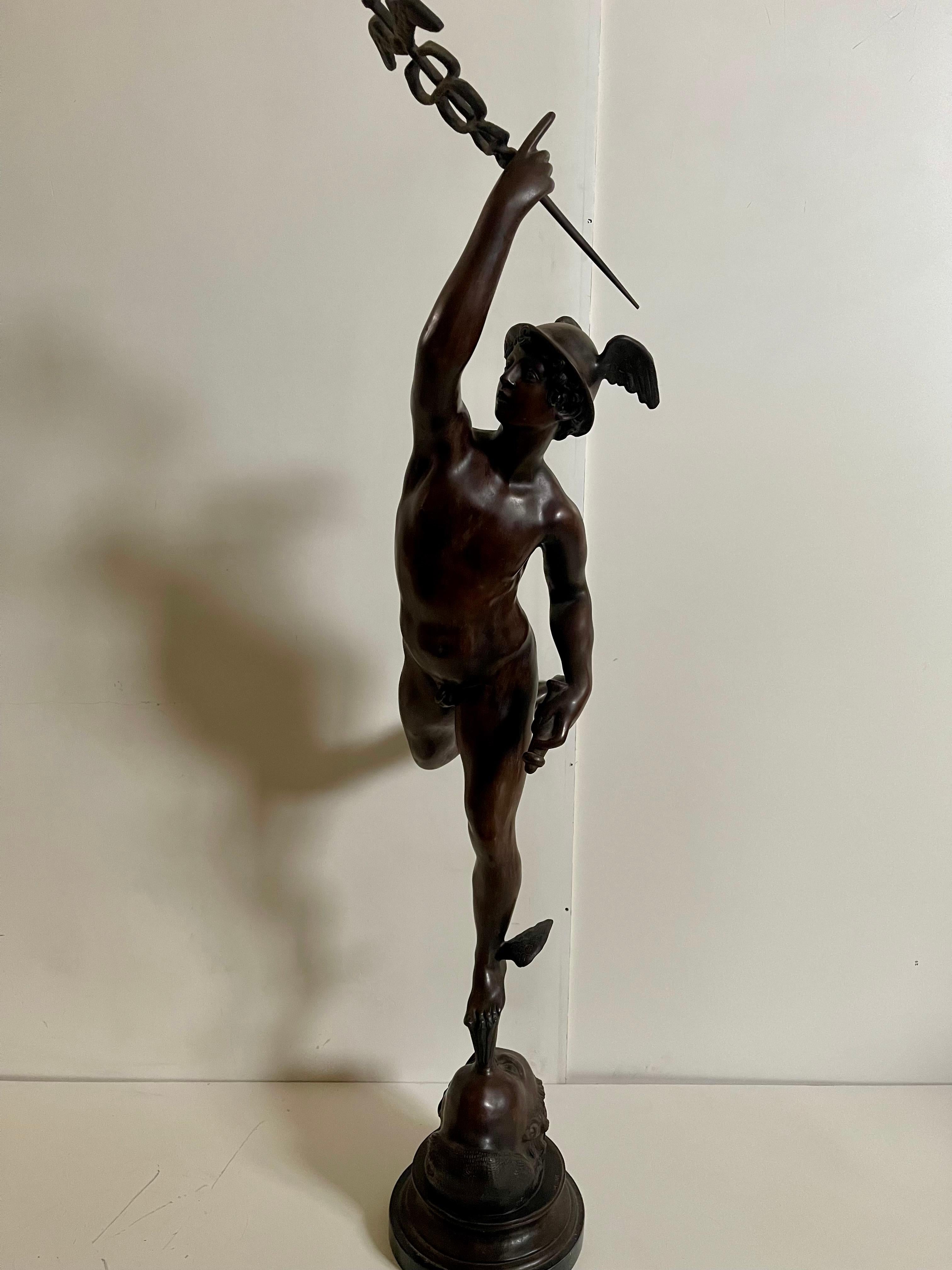 Bronze mercury winged statue For Sale 1