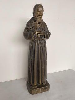 Padre Pio Blessing Statue in BRONZE XX century italian
