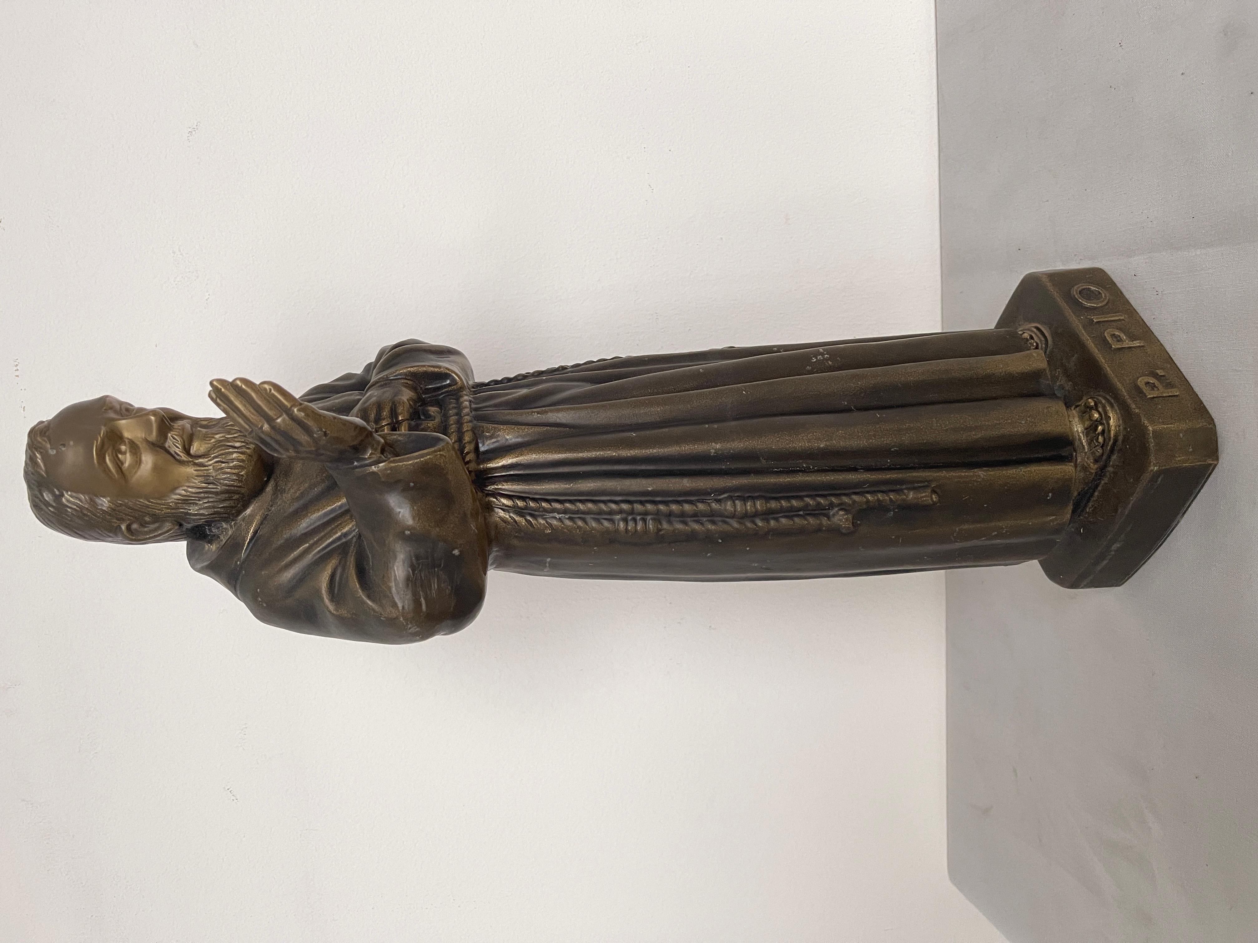Bendición Padre Pío estatua de BRONCE siglo 20 italiano 20th Century en venta