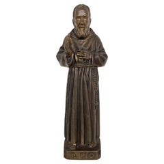 Statue de Padre Pio bénissant en BRONZE 20ème siècle italien
