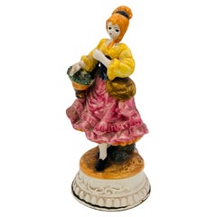 Porcelain Statue Woman Capodimonte Biscuit 1960's Antique