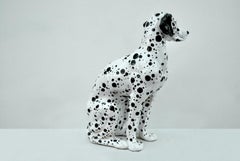 Statua vintage en céramique Dalmata con cucciolo