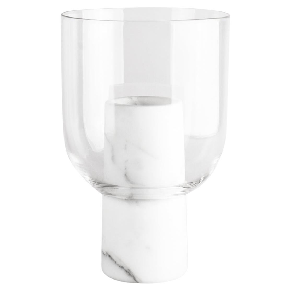 Statuario Marble and Hand Blown Glass, "Abito" Vase by Sandro Lopez White, Italy For Sale