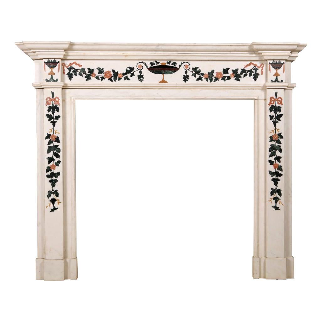 Statuary Marble and Scagliola Fire Surround after Pietro Bossi For Sale