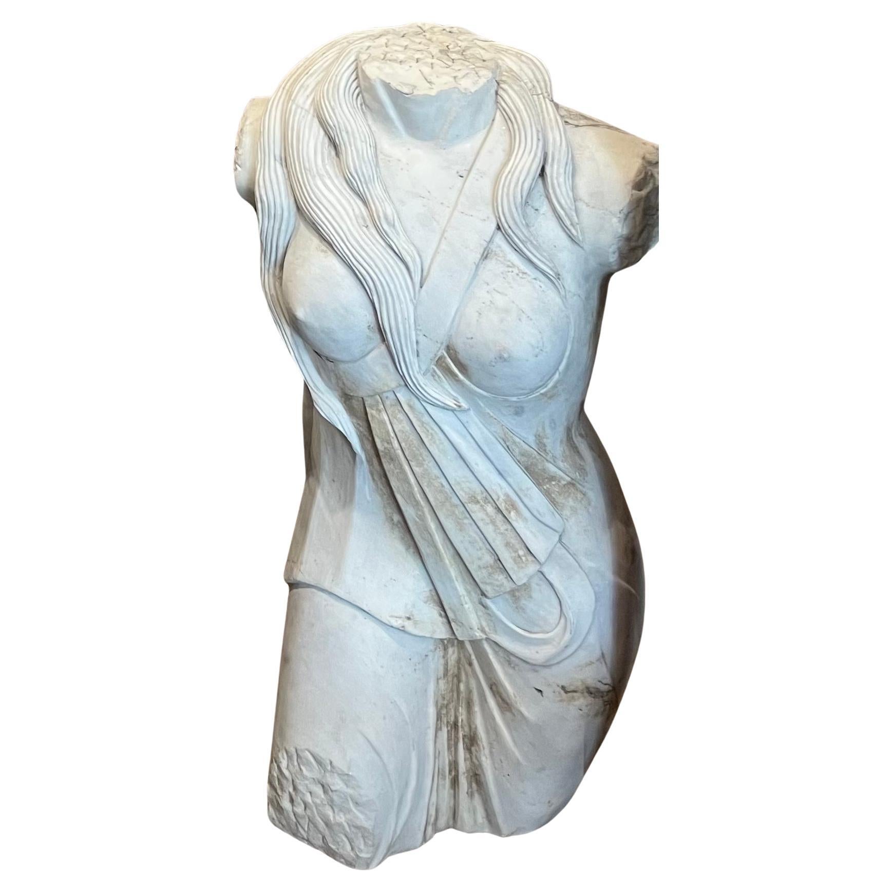 Hand-Carved Statuary Marble Aphrodite Torso Circa 1920's For Sale