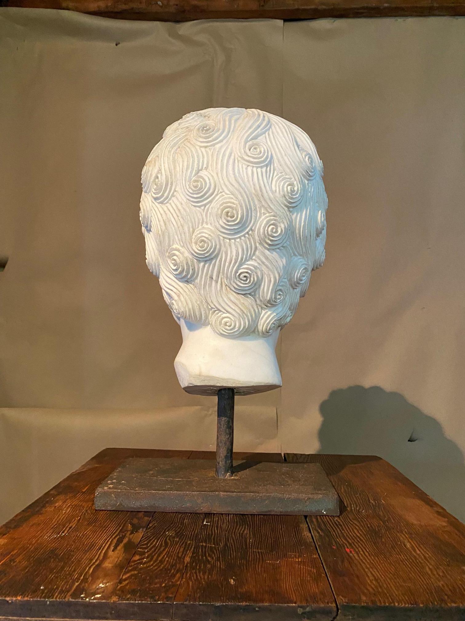 Statuary Marble Bust of Greek Philosopher Thales of Miletus In Good Condition For Sale In Montreal, QC