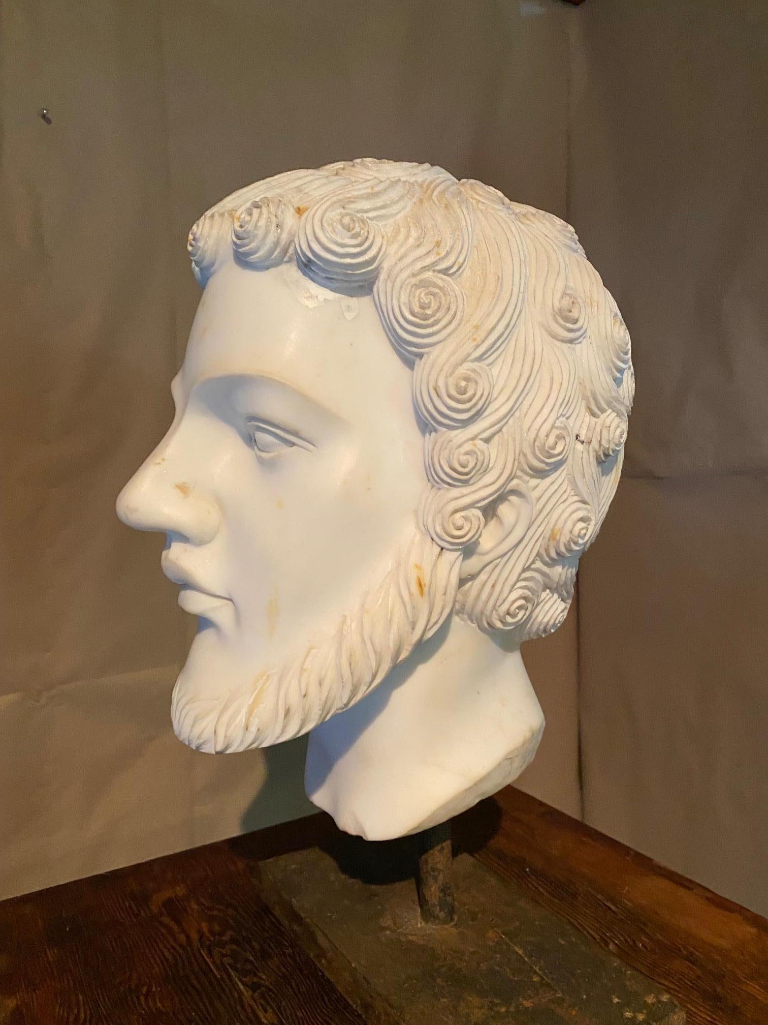 Statuary Marble Bust of Greek Philosopher Thales of Miletus For Sale 2