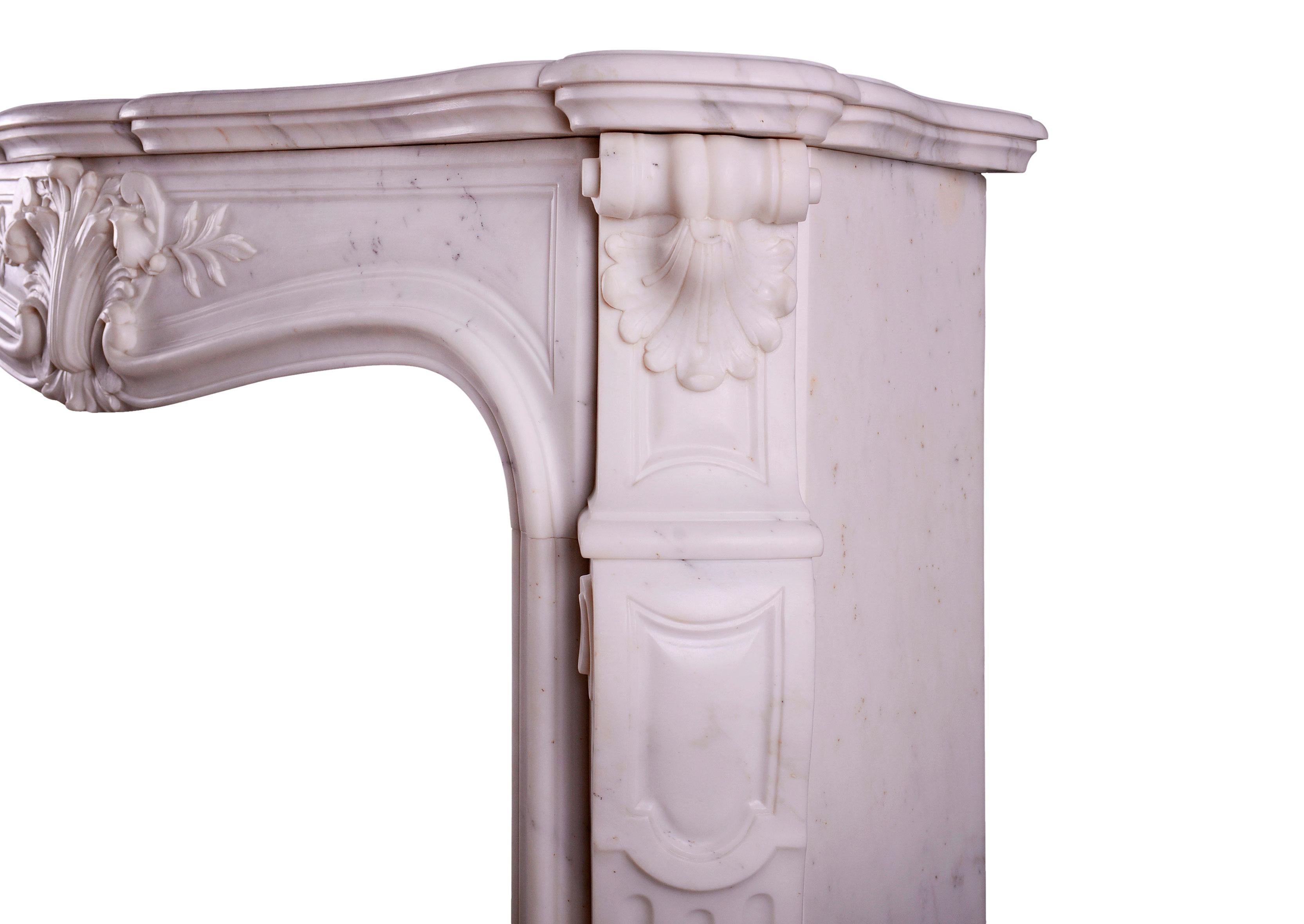 French Statuary Marble Fireplace in the Louis XV Manner For Sale