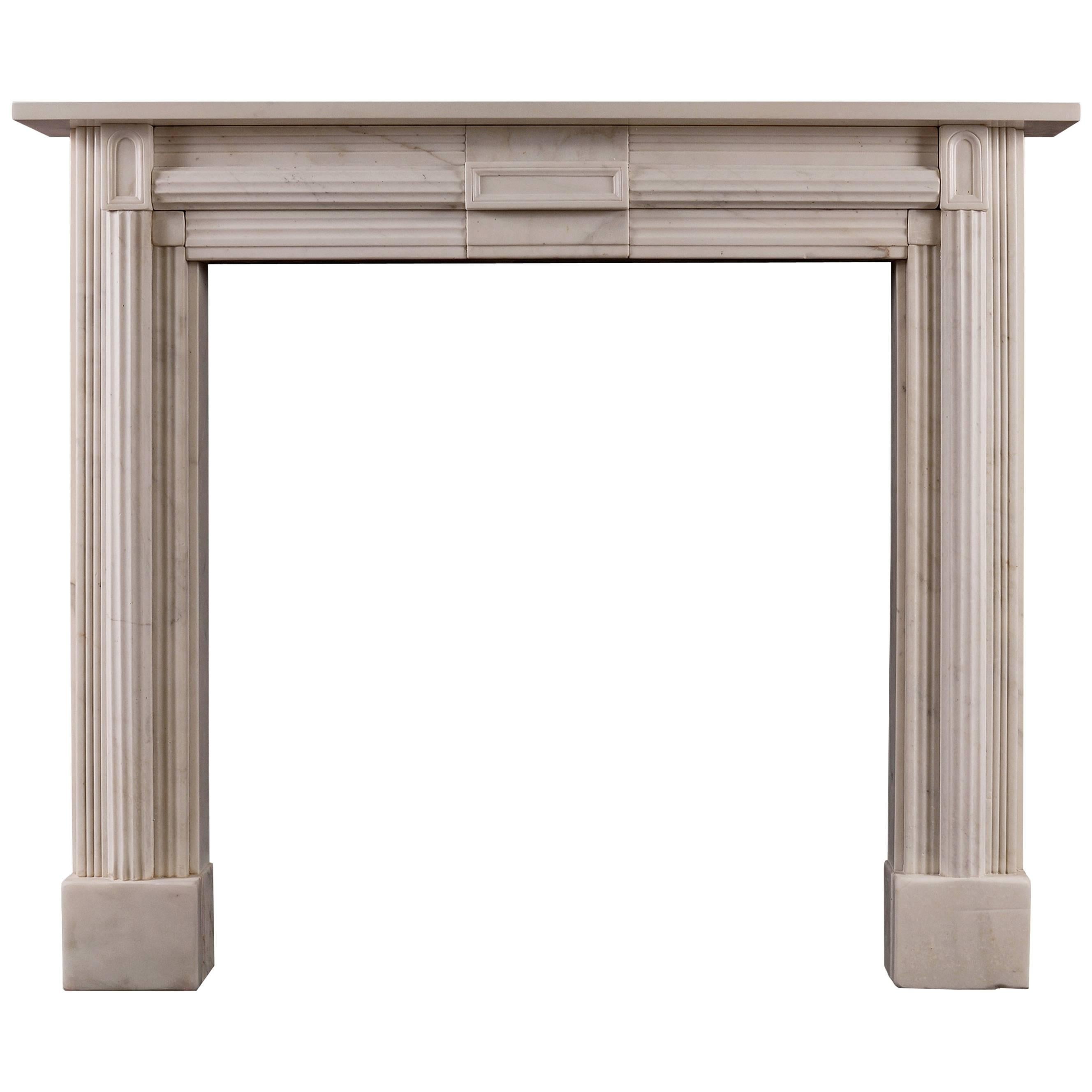 Statuary Marble Fireplace in the Soanian Style For Sale