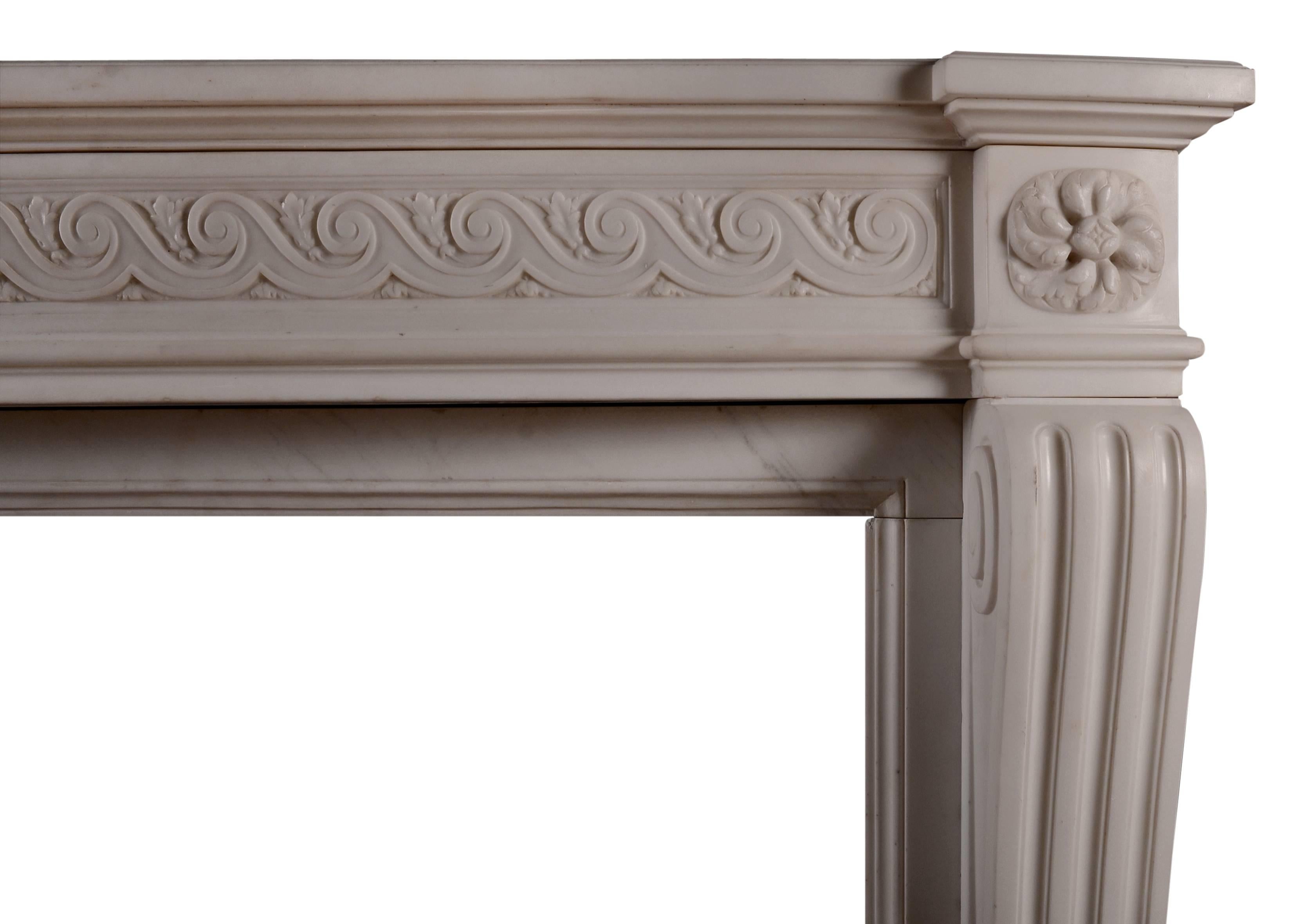 Statuary Marble French Louis XVI Style Mantel In Good Condition For Sale In London, GB