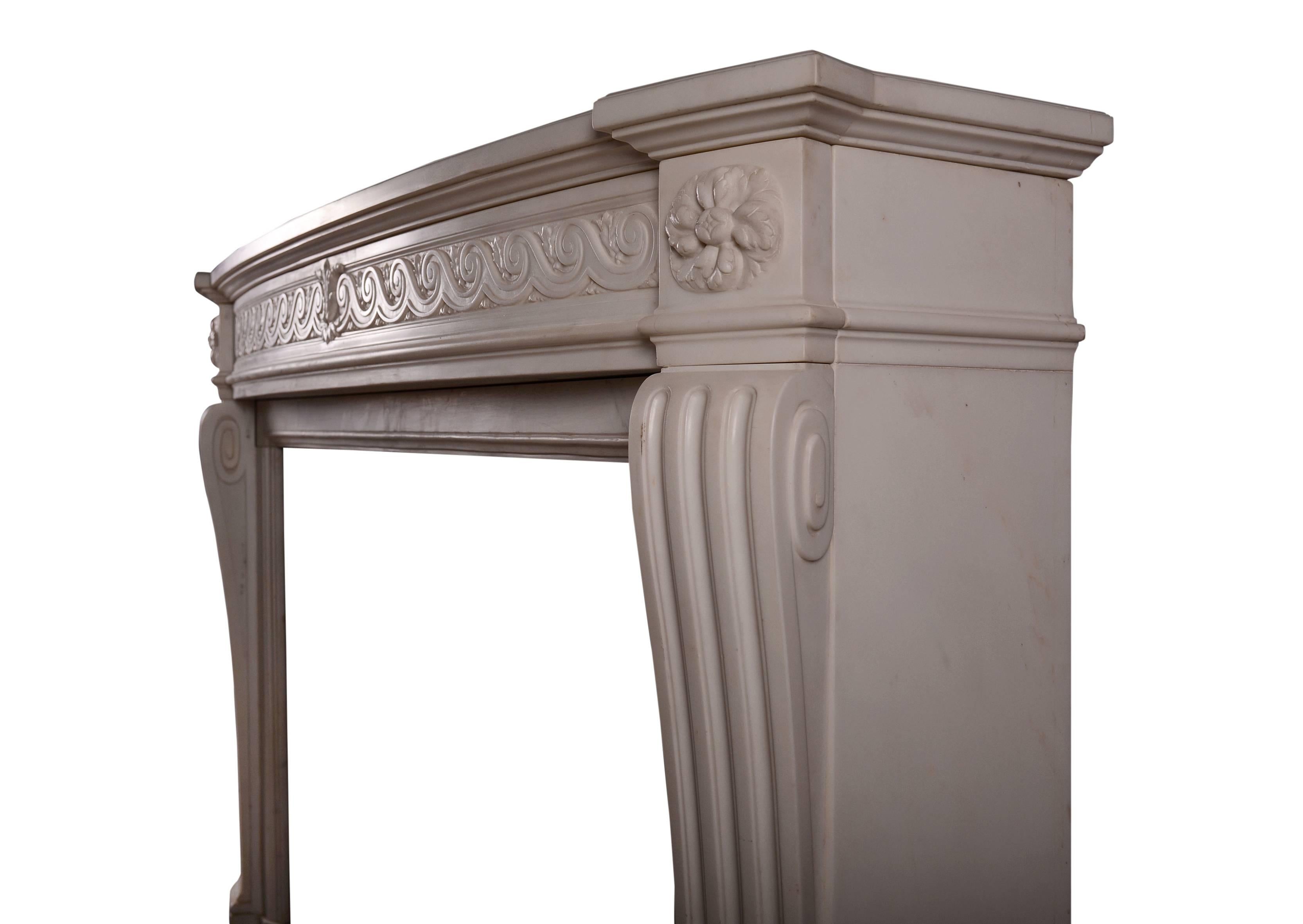 Statuary Marble French Louis XVI Style Mantel For Sale 1