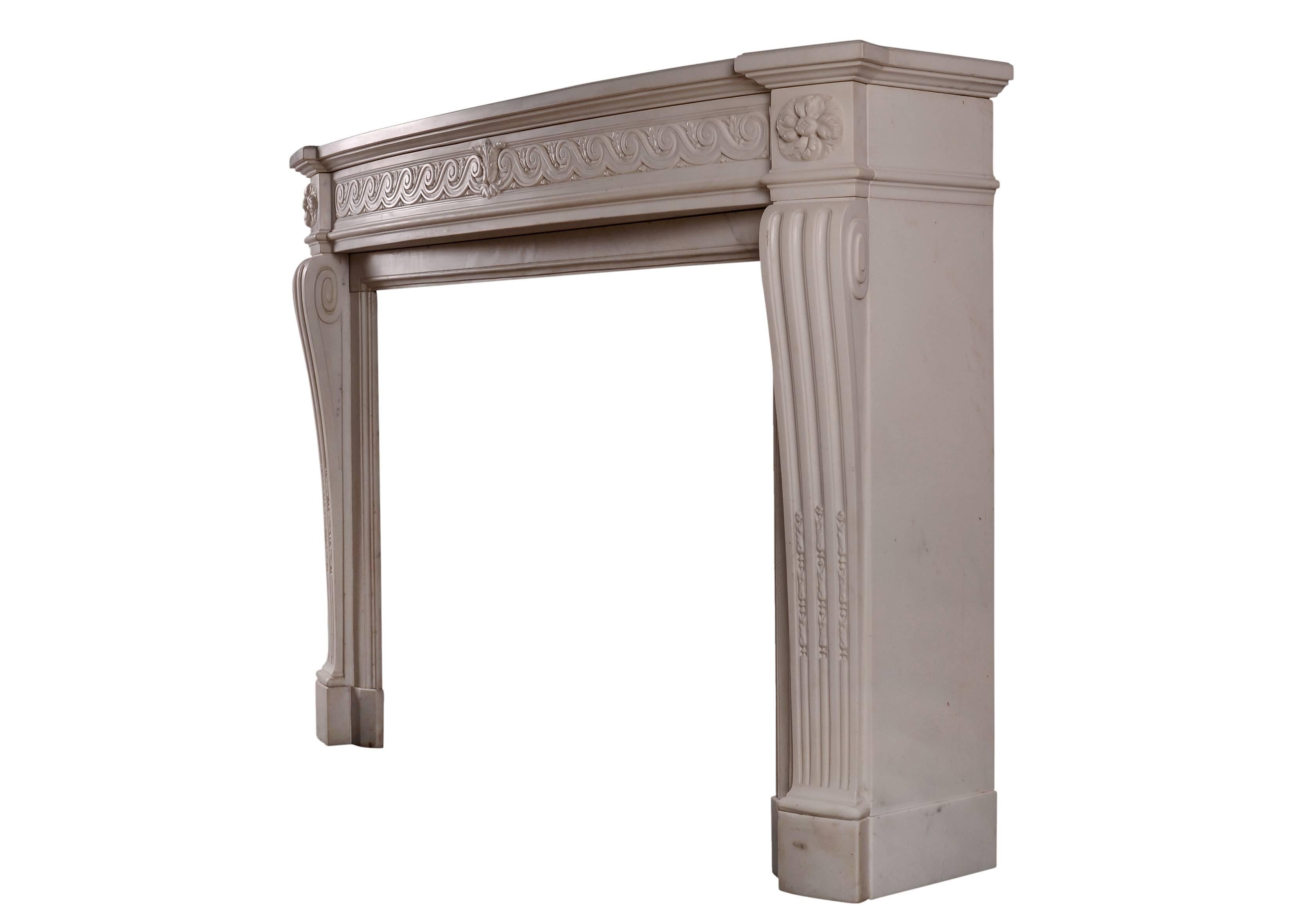 Statuary Marble French Louis XVI Style Mantel For Sale 2