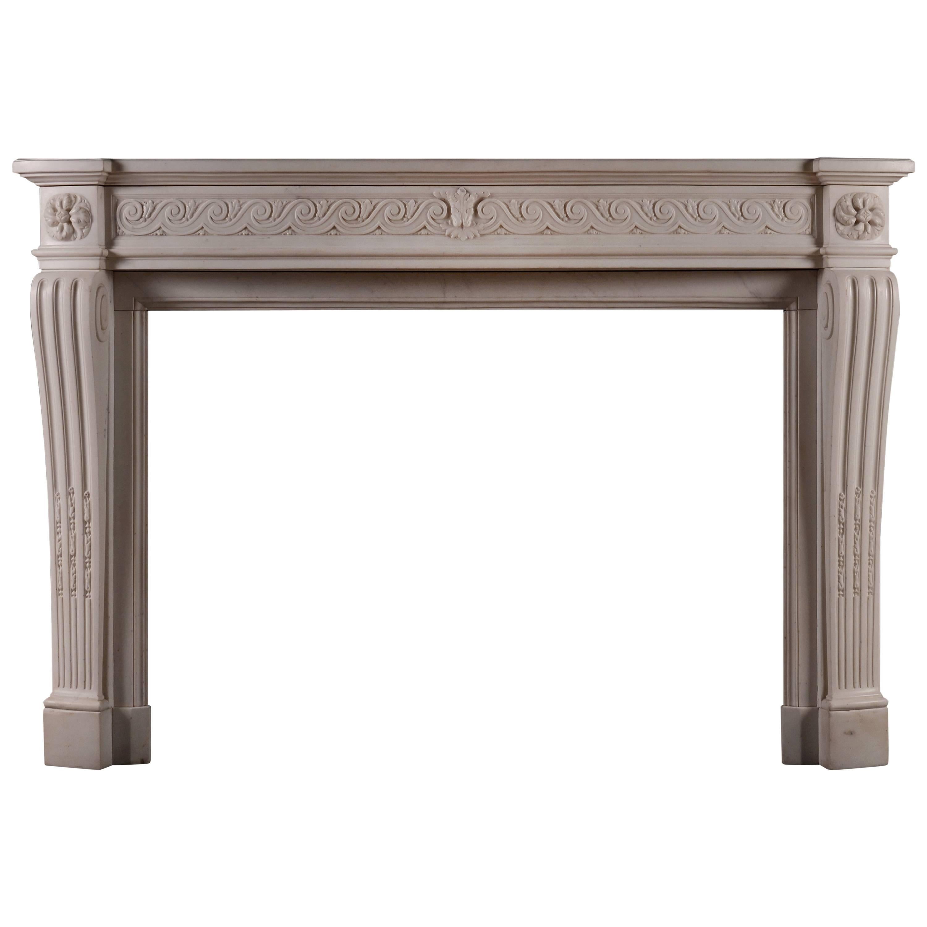 Statuary Marble French Louis XVI Style Mantel For Sale