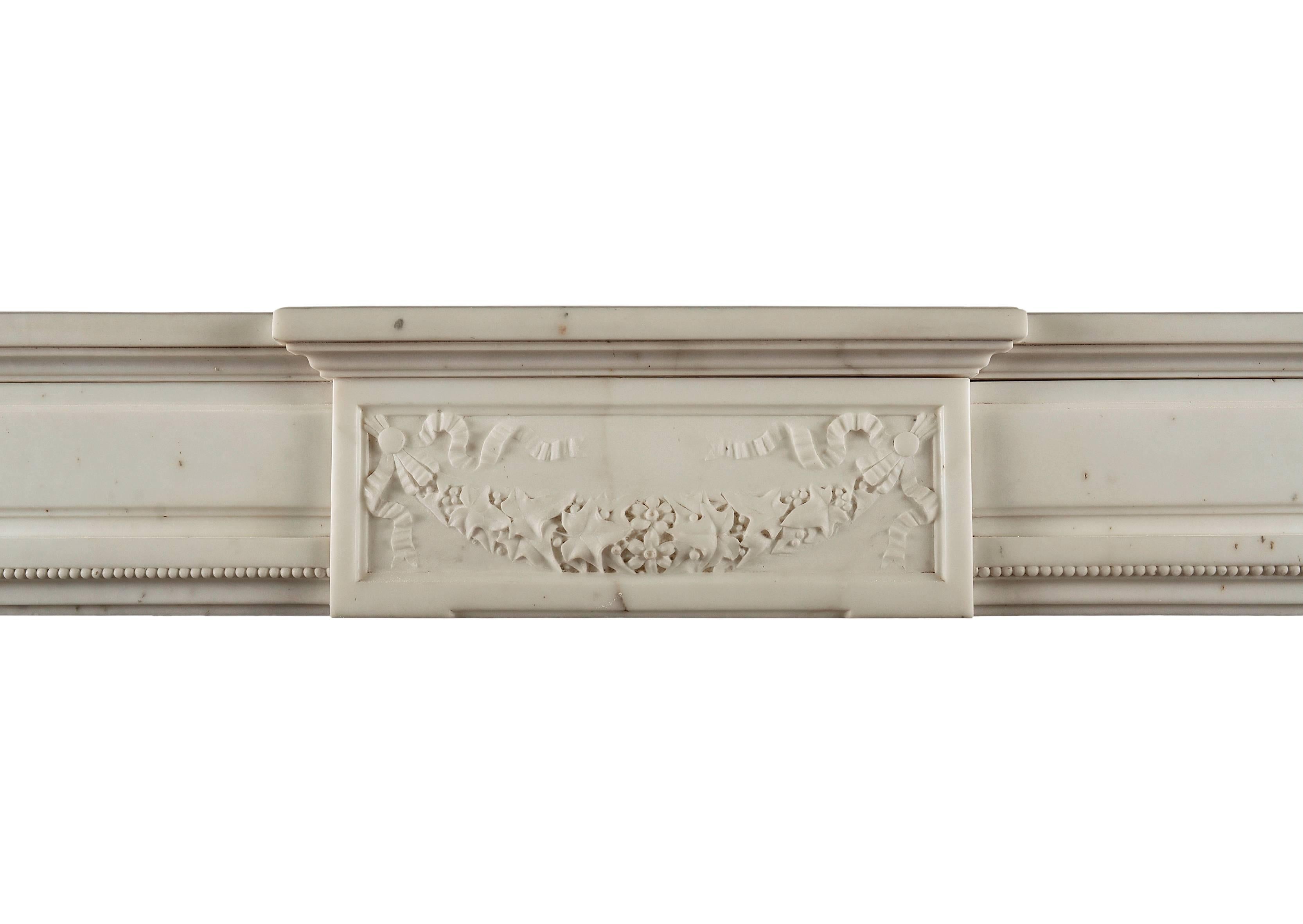 French Statuary Marble Louis XVI Style Fireplace For Sale
