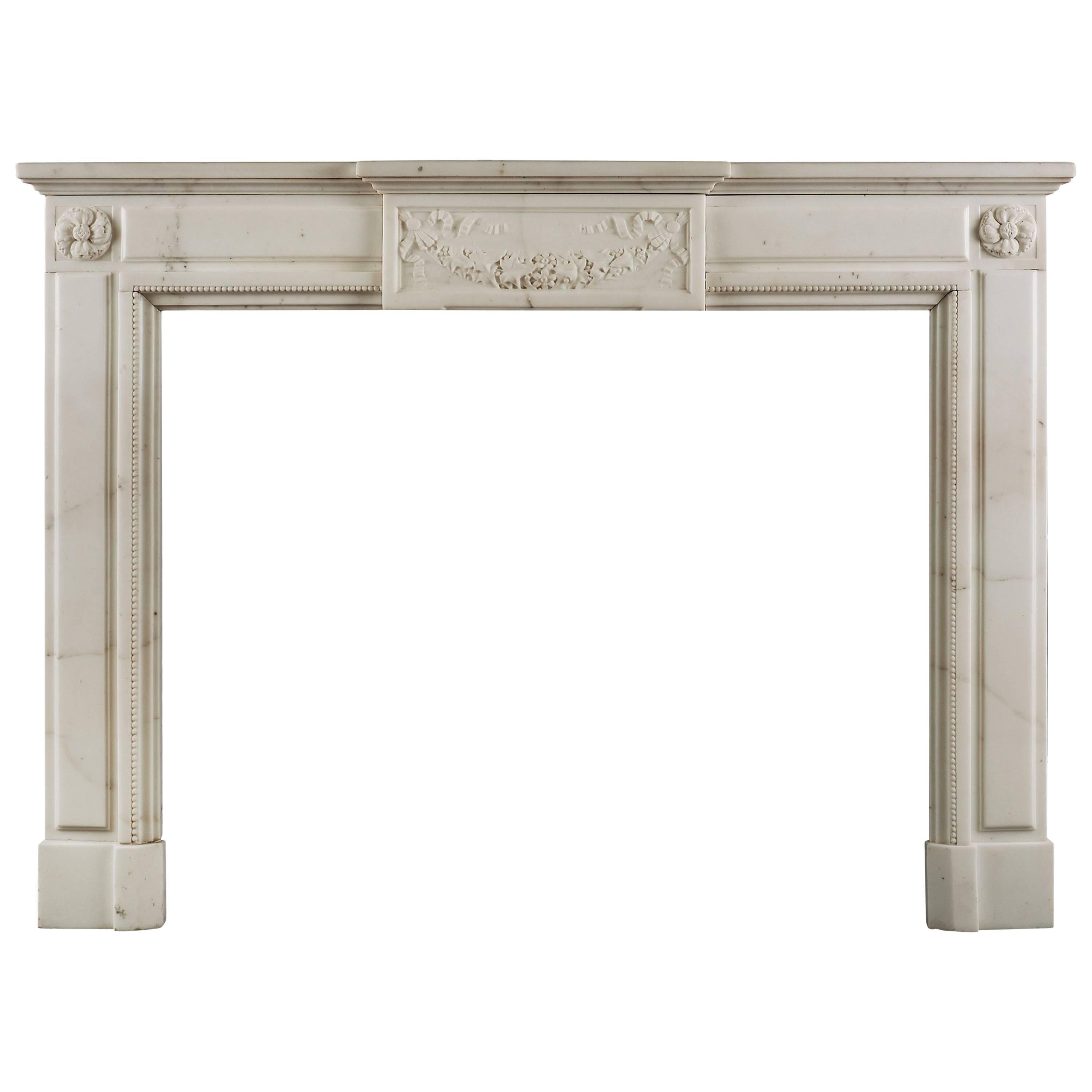 Statuary Marble Louis XVI Style Fireplace