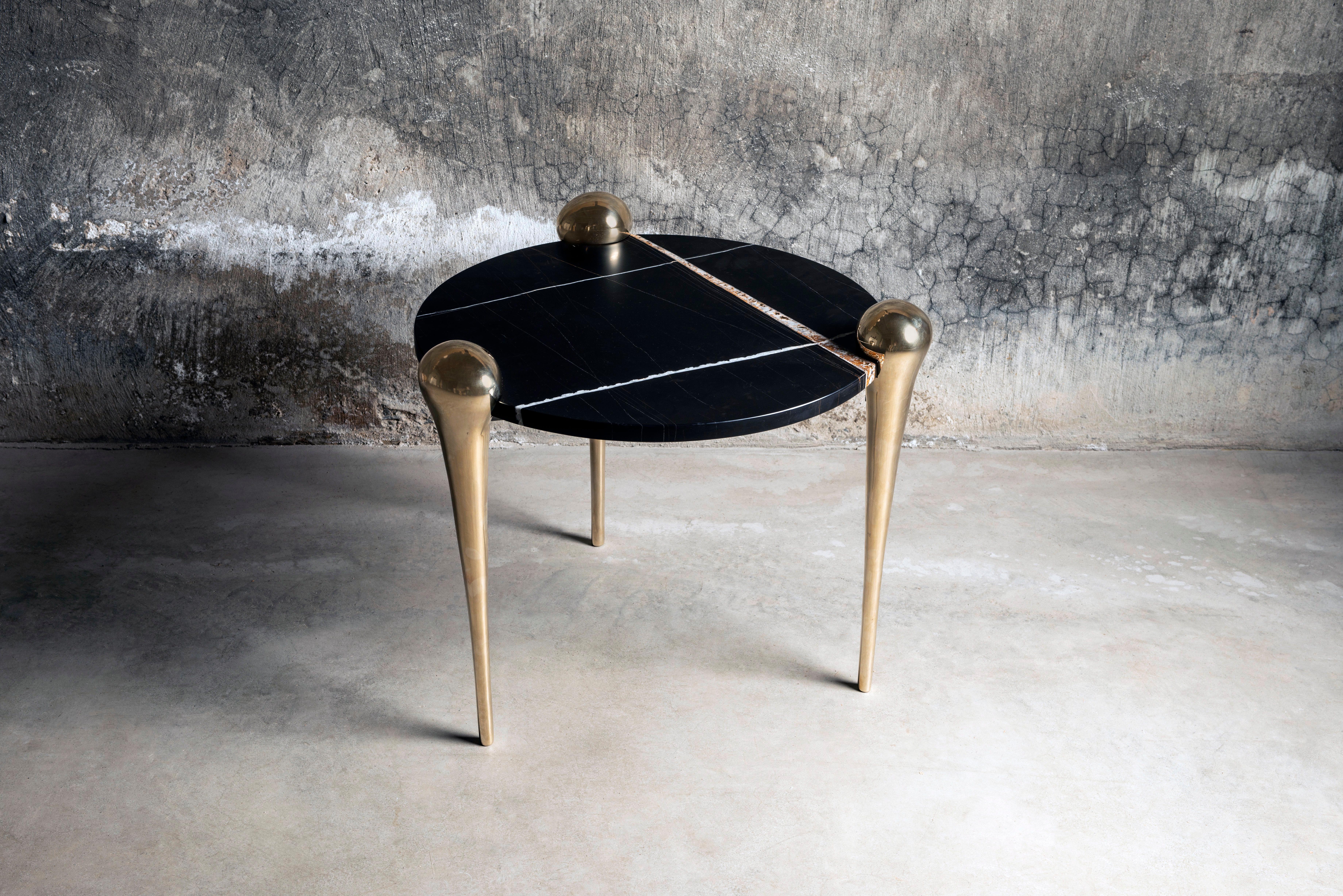 Brass Statuary Marble Petra Side Table by Konekt Furniture