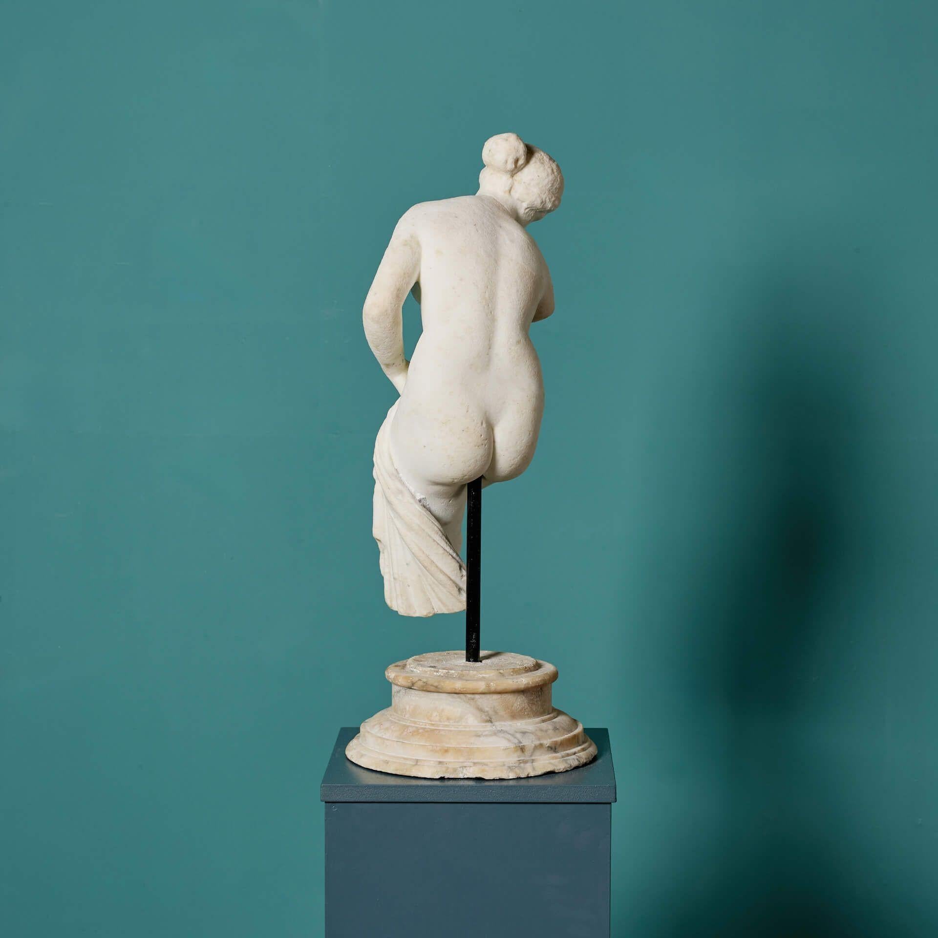 Neoclassical Statuary Marble Sculpture of the Bathing Venus after the Antique For Sale