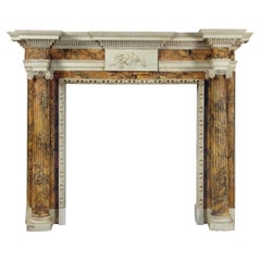 Statuary White and Siena Marble Fireplace