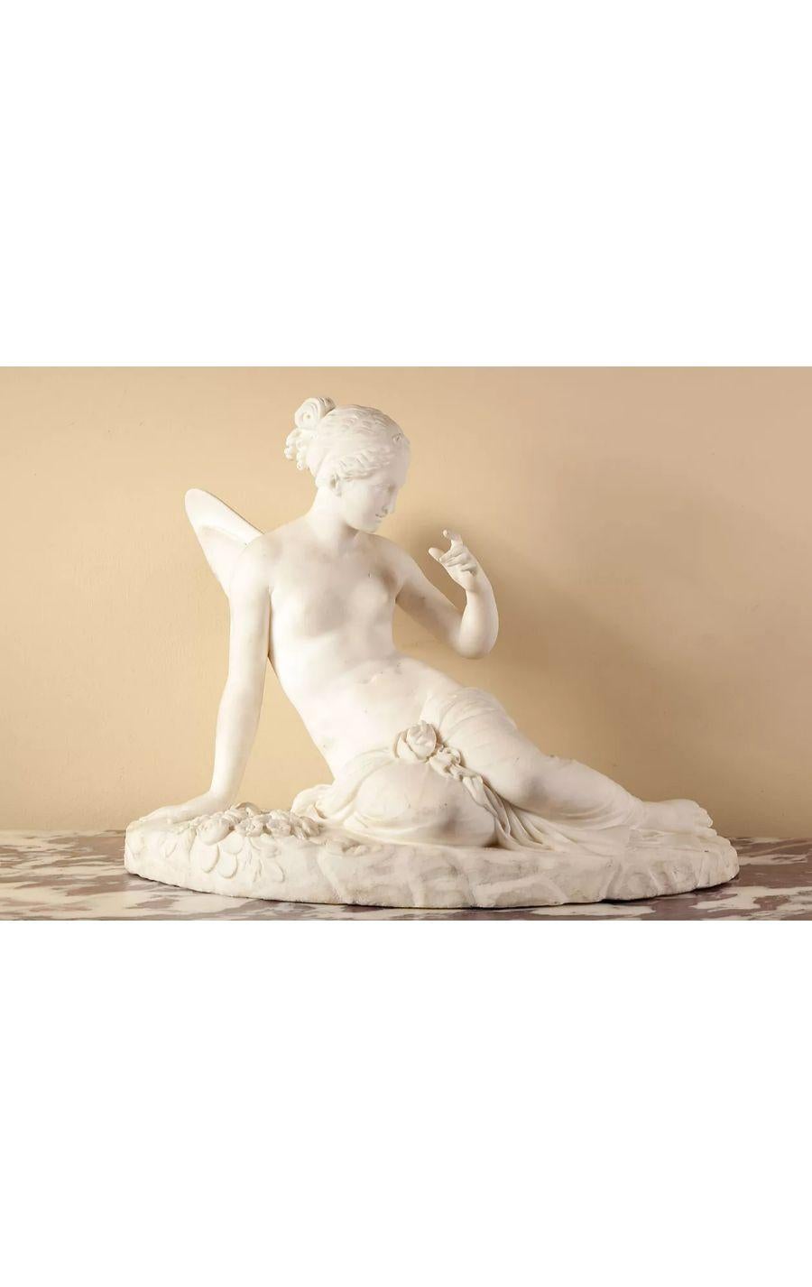 Italian Statuary White Marble Figure of Psyche, circa 1850 For Sale