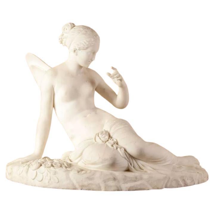 Statuarische Figur der Psyche aus weißem Marmor, um 1850