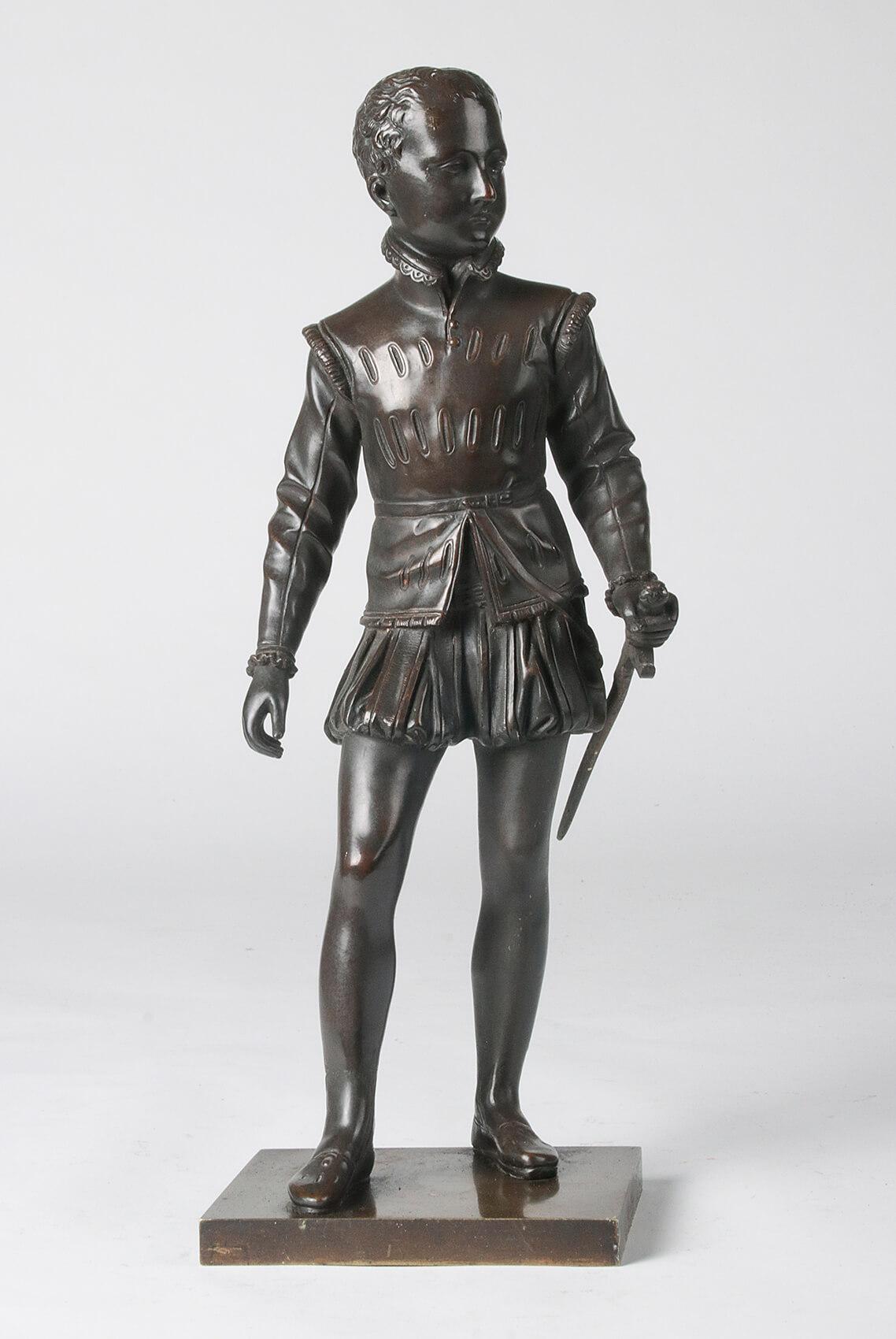 Renaissance Revival Statue Bronze Bronze Statue of a Young Henry IV For Sale