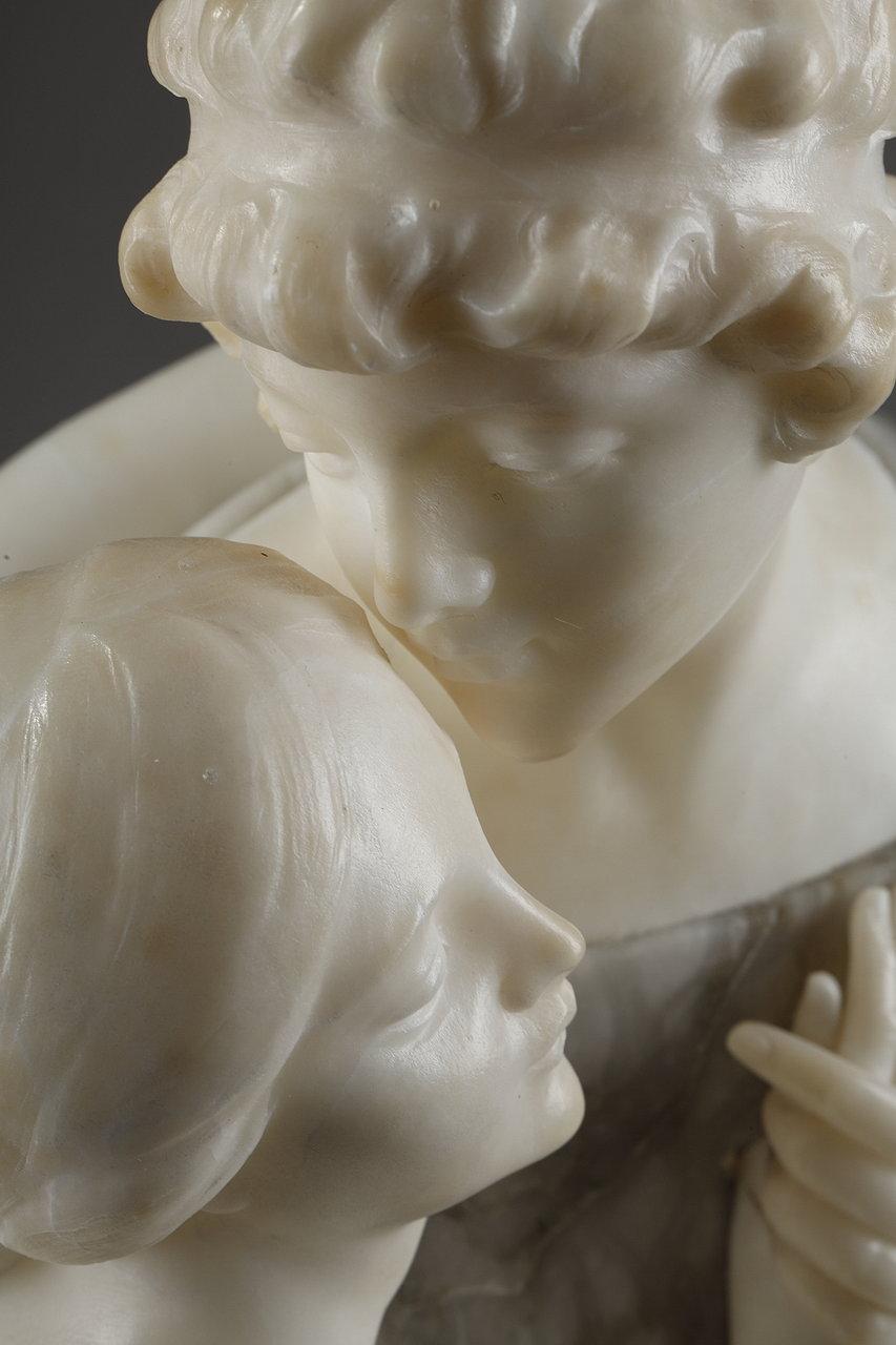 Statue in Alabaster and Marble Representing Helen and Paris, 20th Century For Sale 6
