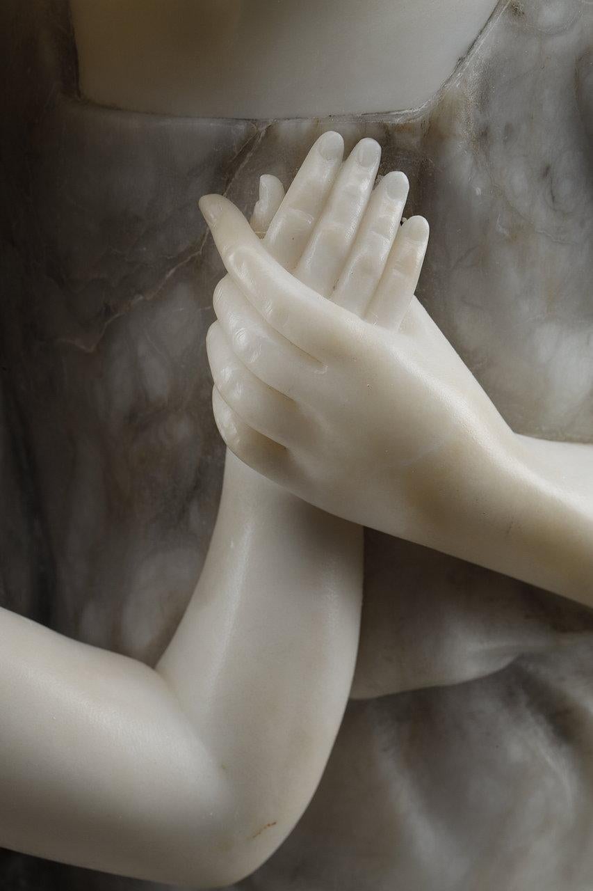 Statua in alabastro e marmo raffigurante Elena e Paride, XX secolo in vendita 7