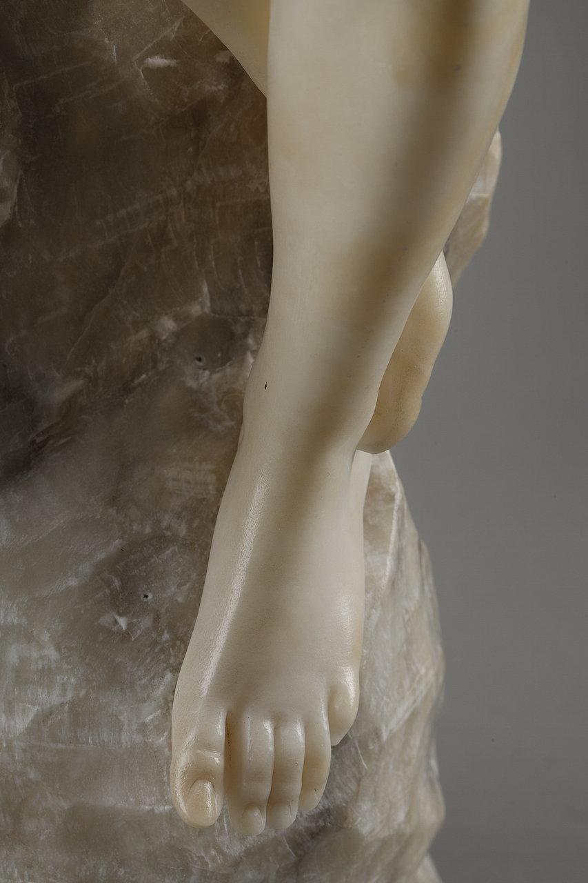 Statue in Alabaster and Marble Representing Helen and Paris, 20th Century For Sale 12