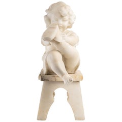 Statue in Alabaster Representing a Little Girl